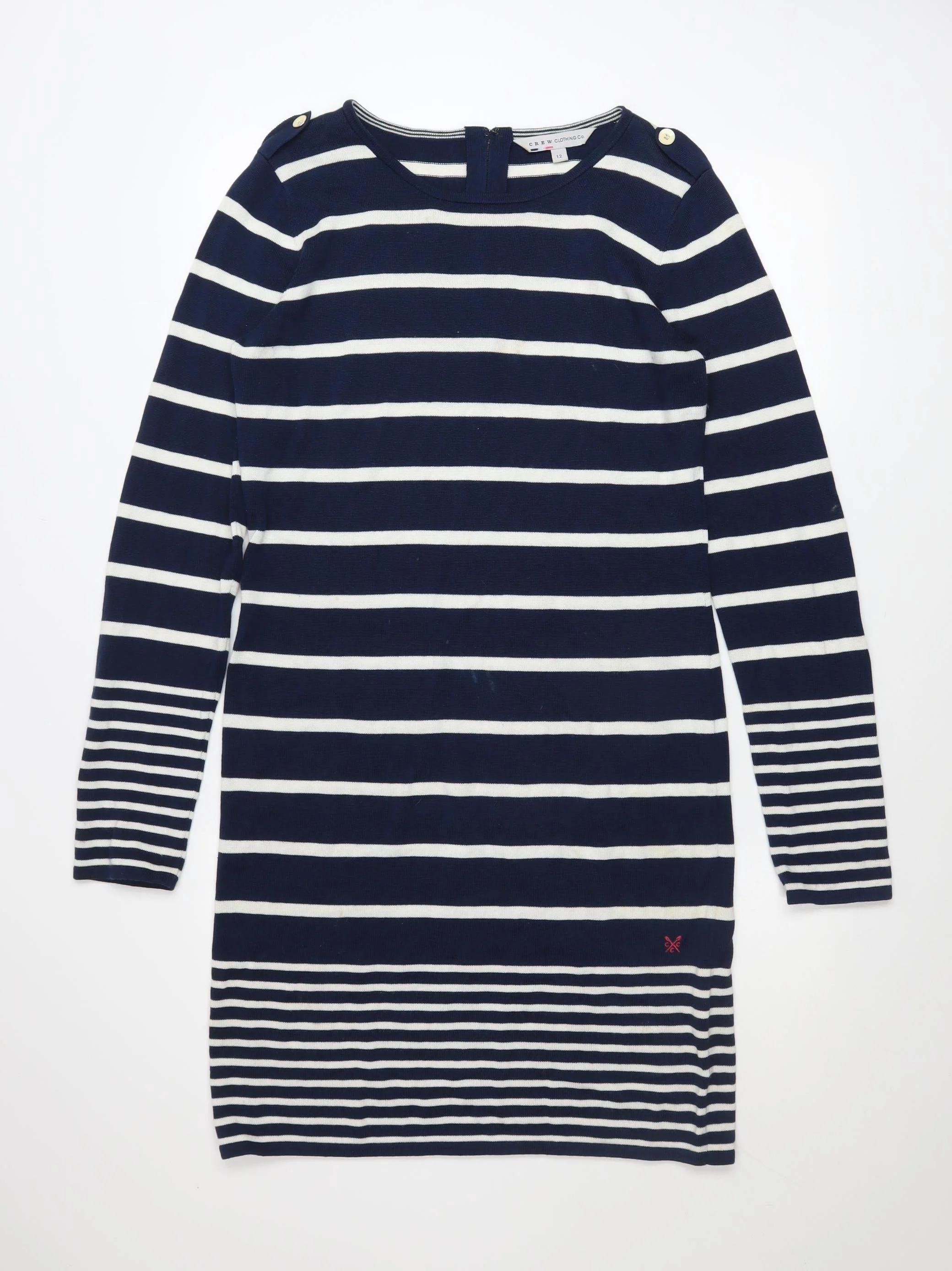 Crew Clothing Co. Women Blue Striped Shift Dress Size 12