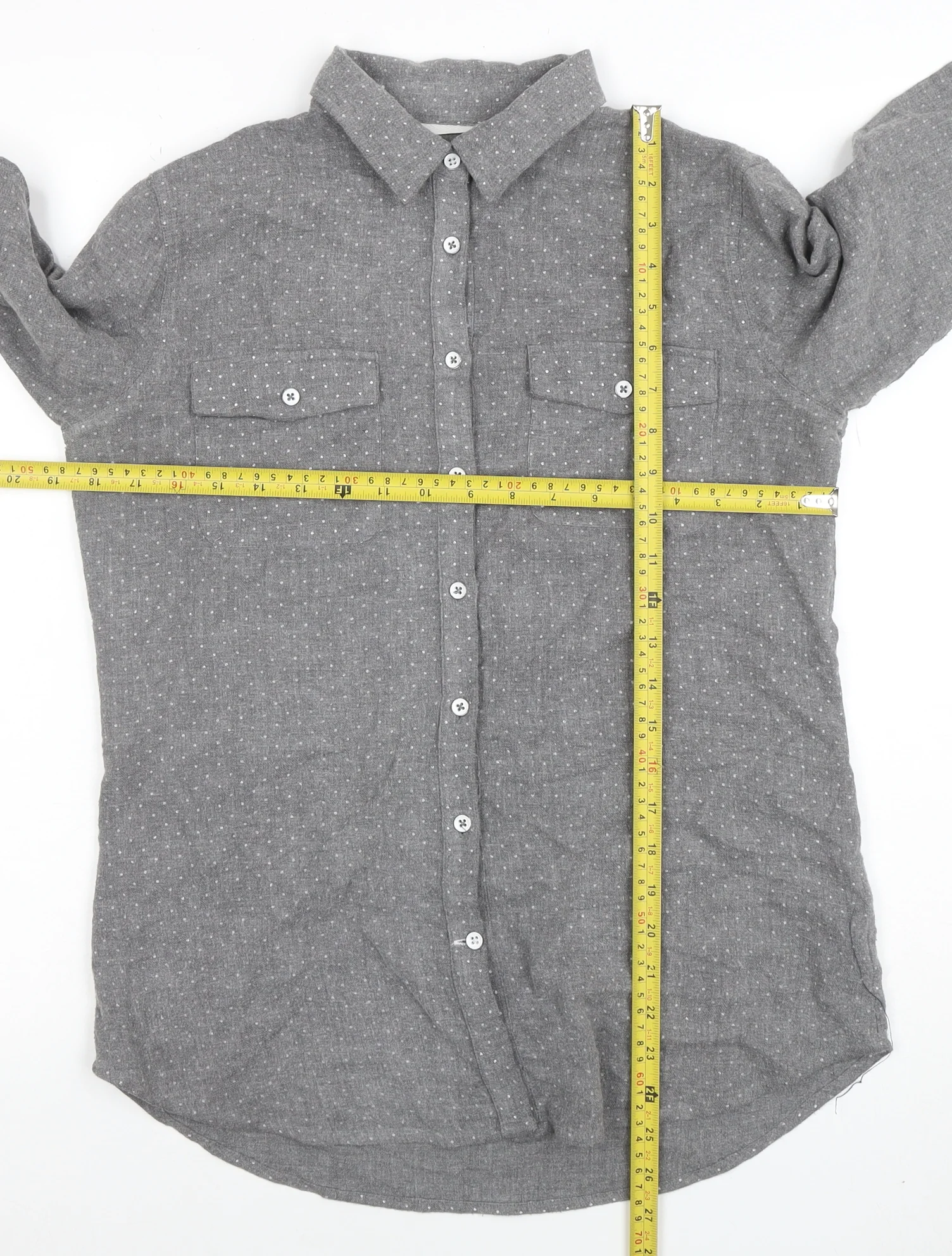 Crew Clothing Co. Womens Grey Polka Dot Button-Up Shirt Size 10 - Image 2