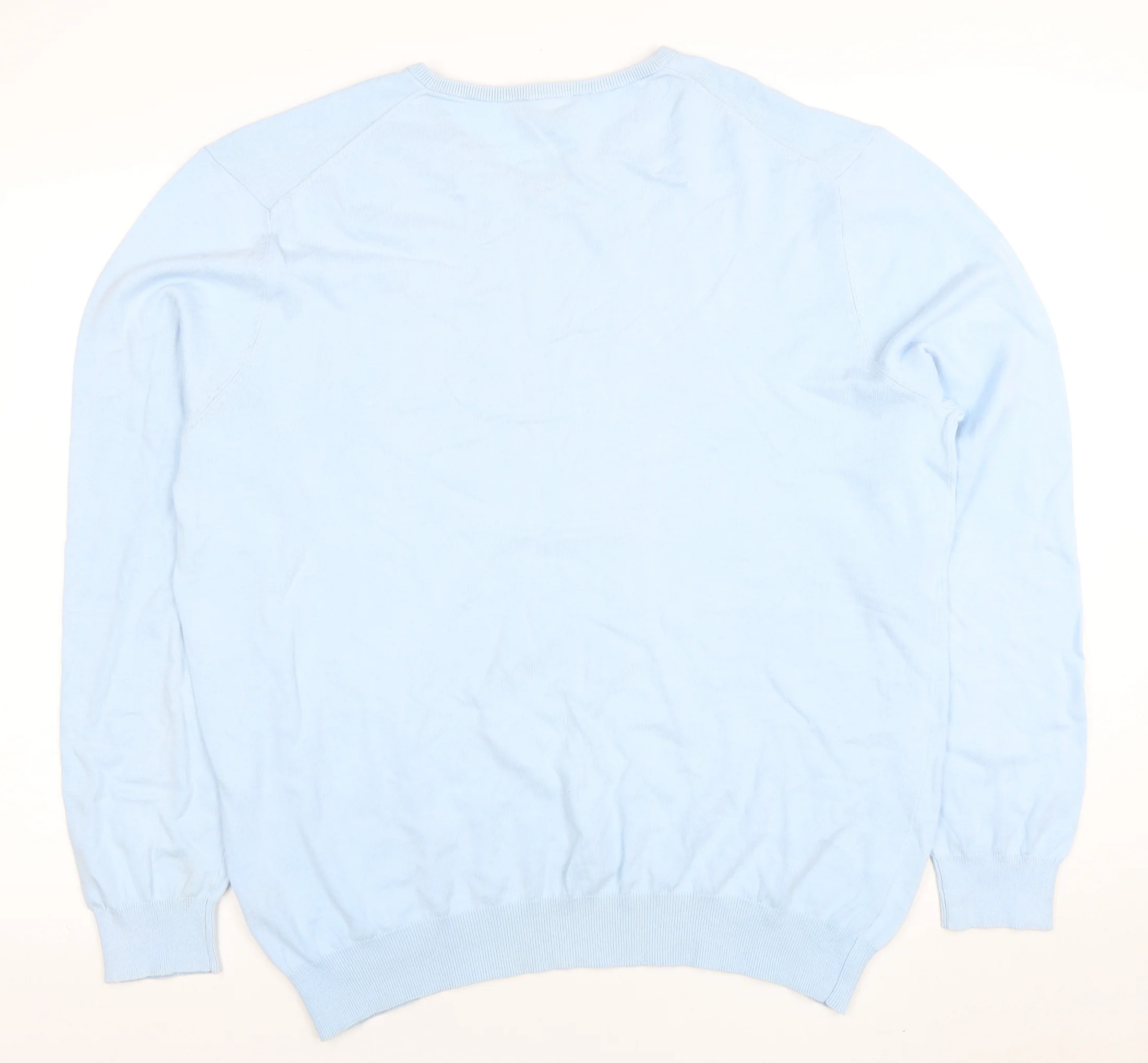 Crew Clothing Company Mens Blue 2XL Cotton V-Neck Jumper - Image 3