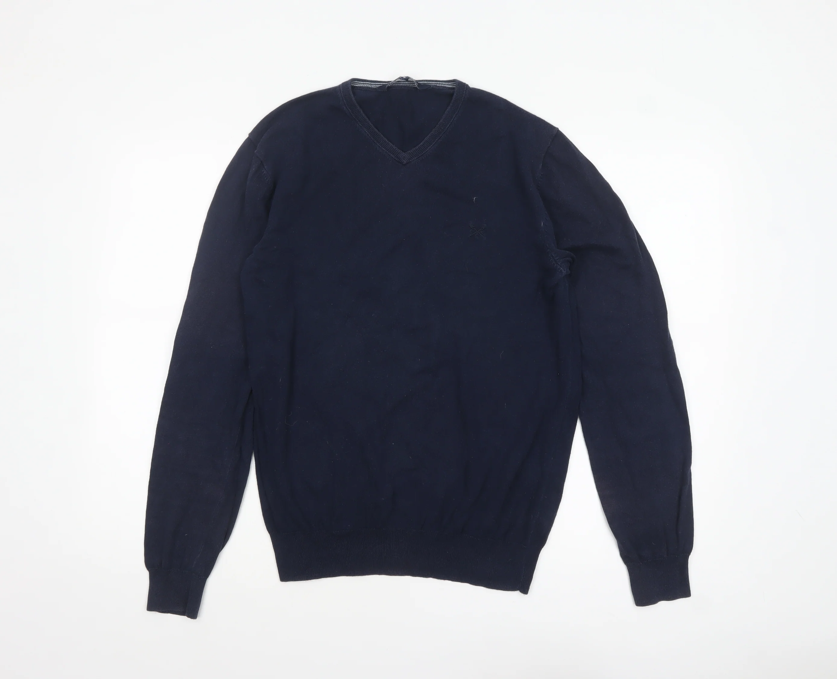 Crew Clothing Company Men's Blue Cotton V-Neck Jumper Size S