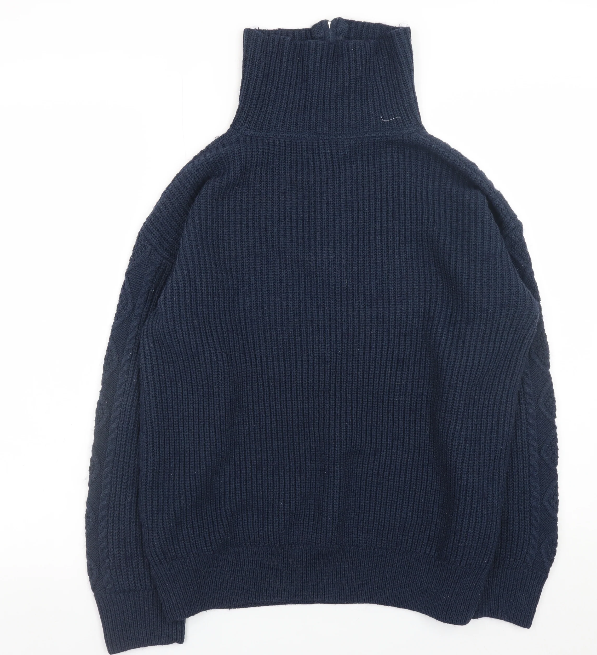Crew Clothing Company Women’s Navy Blue Cable-Knit Half Zip Jumper Size 14 - Image 3