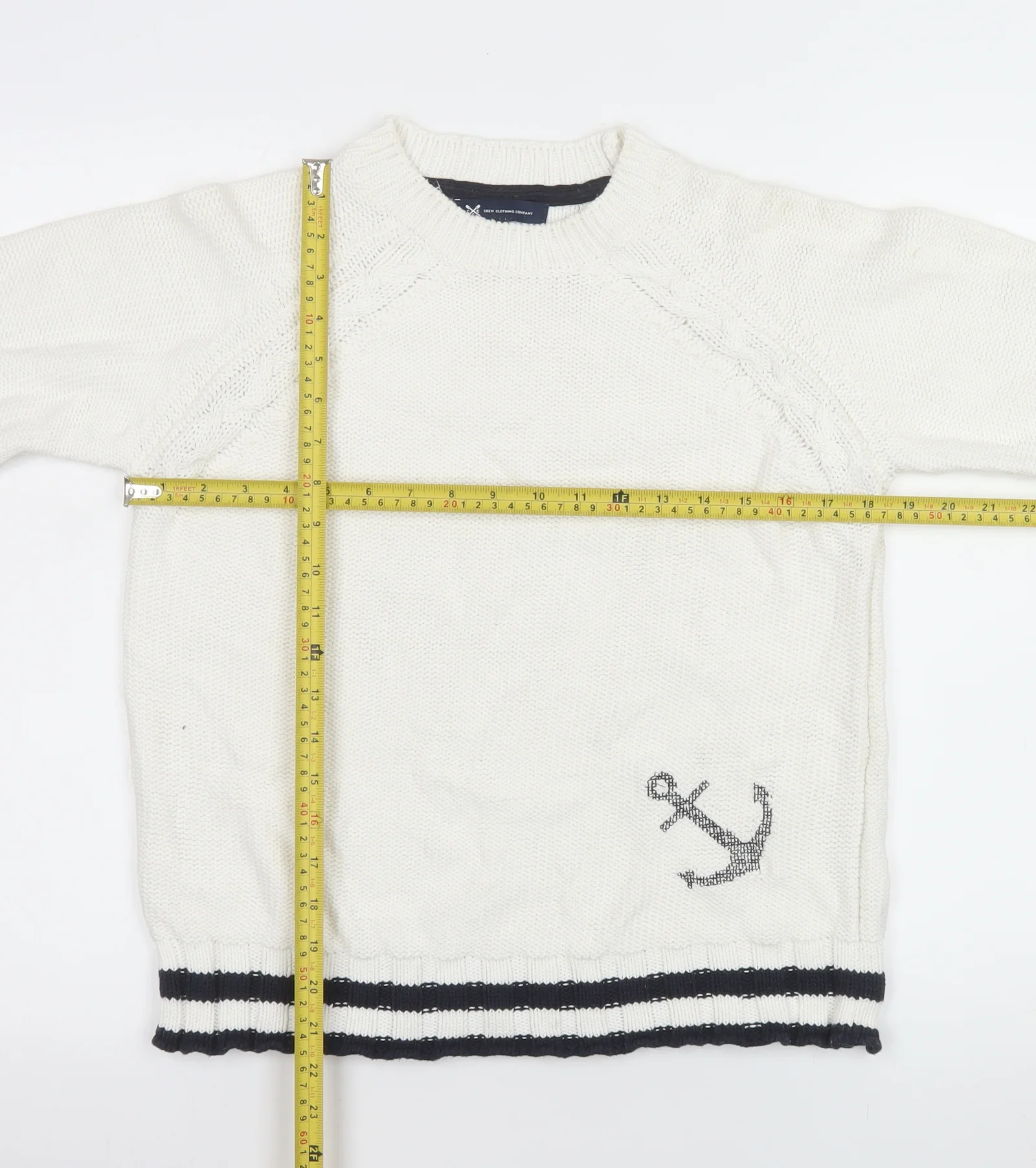 Crew Clothing Company Women White Anchor Knit Jumper Size 10 Cotton Blend - Image 2