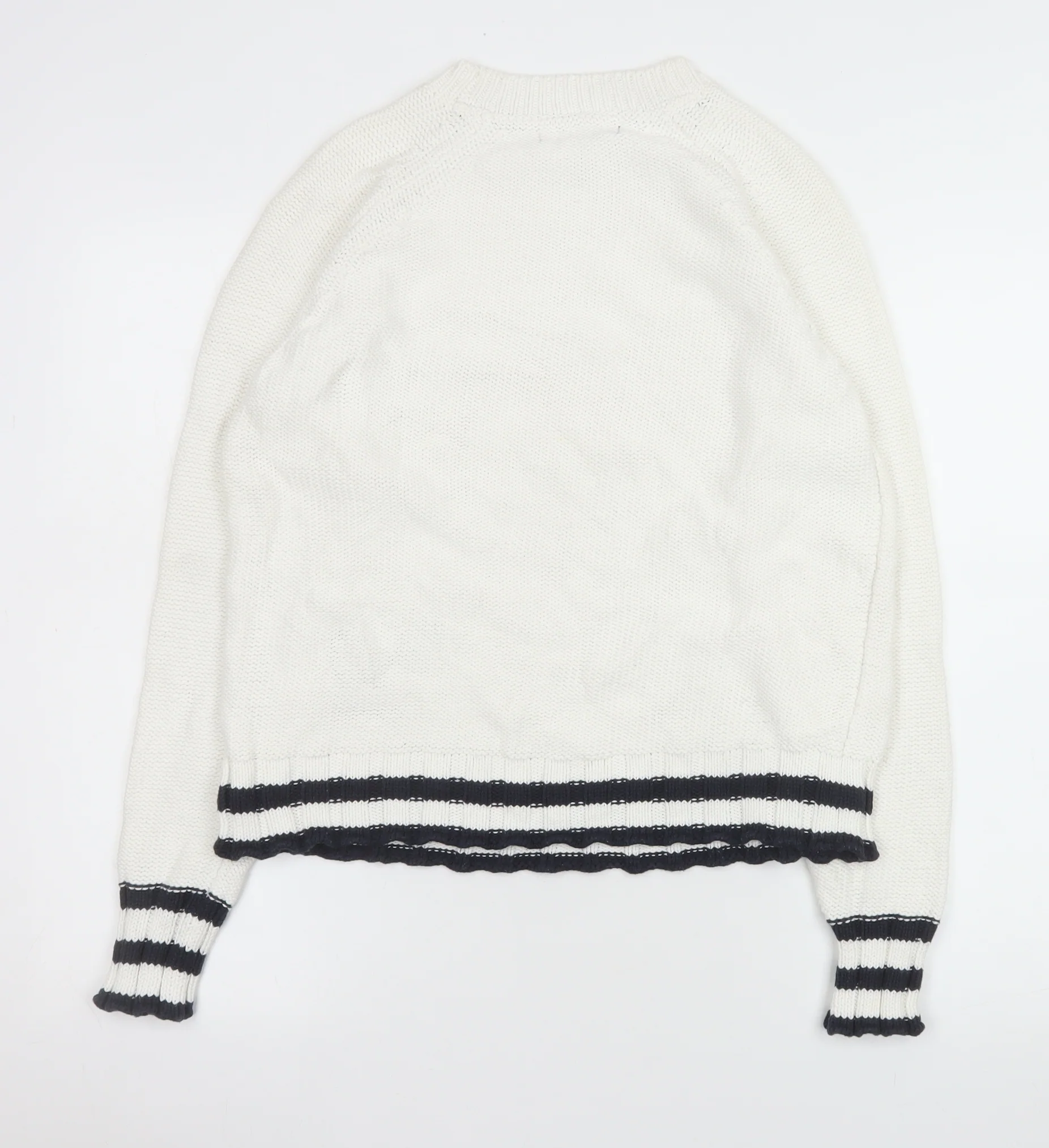 Crew Clothing Company Women White Anchor Knit Jumper Size 10 Cotton Blend - Image 3