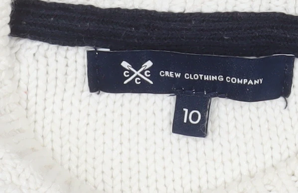 Crew Clothing Company Women White Anchor Knit Jumper Size 10 Cotton Blend - Image 4