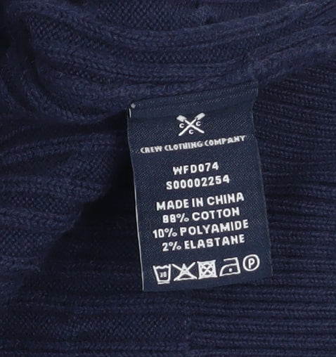 Crew Clothing Company Women's Blue Cotton V-Neck Cable Knit Jumper Size 12 - Image 5
