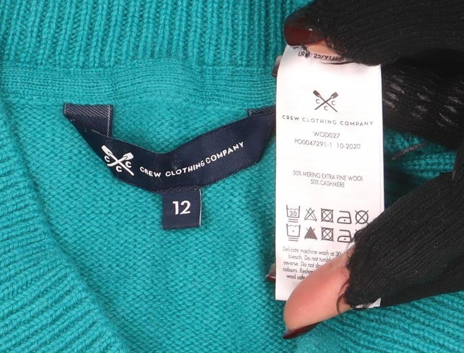Crew Clothing Company Women's Green V-Neck Merino Wool Jumper Size 12 - Image 4