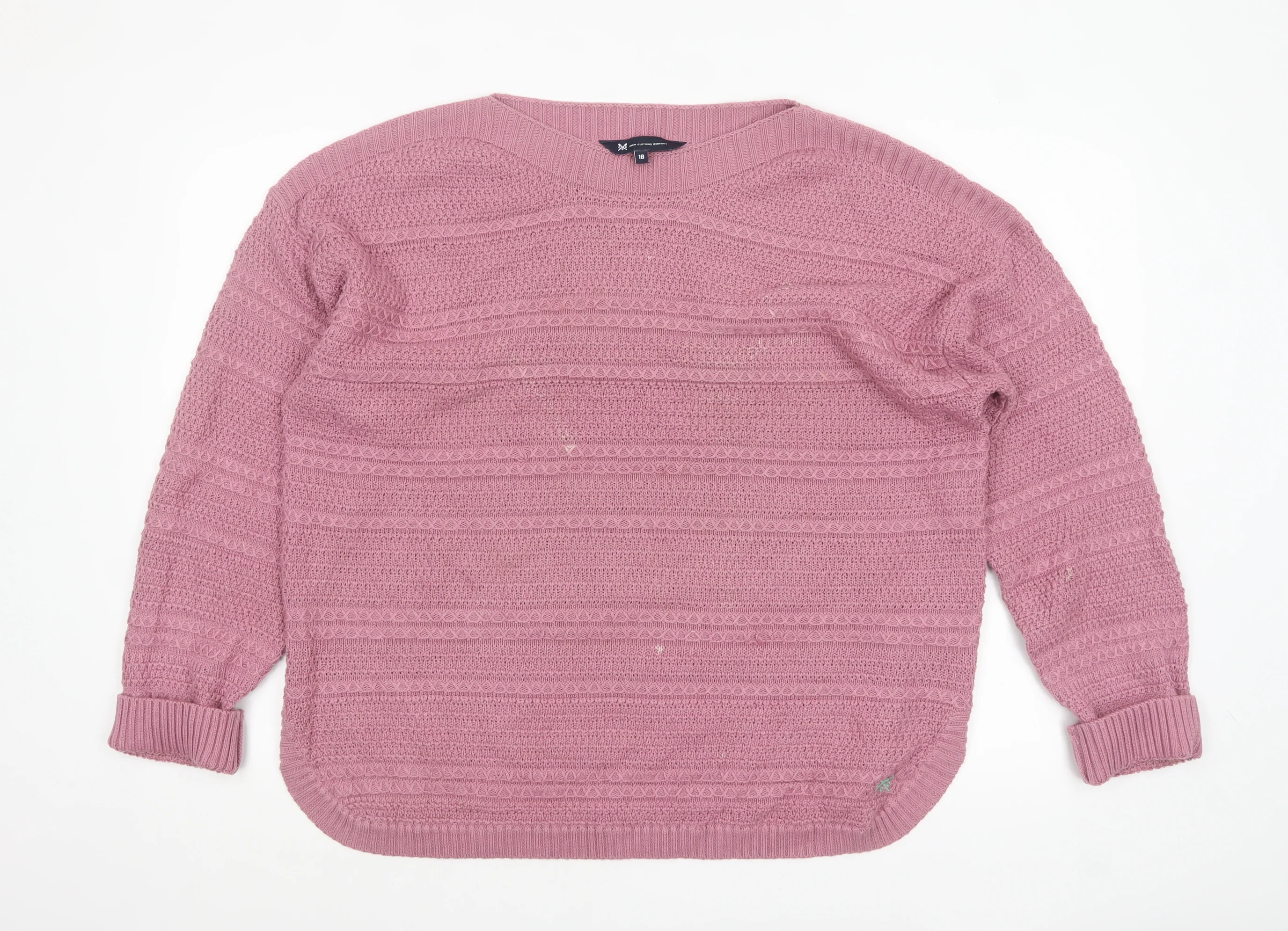 Crew Clothing Company Women's Pink Cotton Acrylic Knit Jumper Size 18