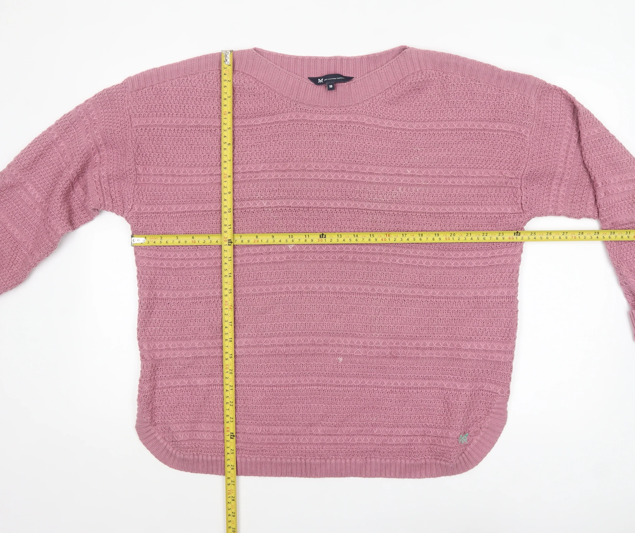 Crew Clothing Company Women's Pink Cotton Acrylic Knit Jumper Size 18 - Image 2