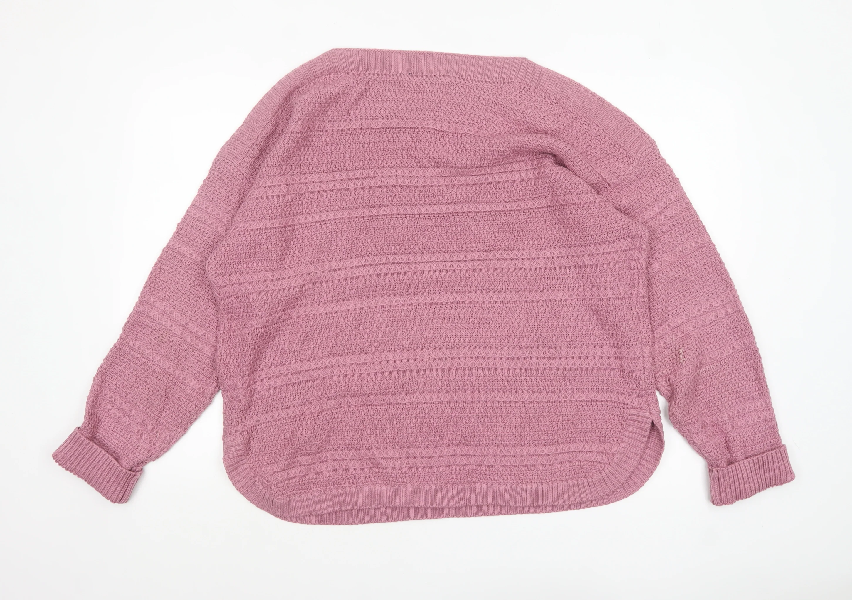 Crew Clothing Company Women's Pink Cotton Acrylic Knit Jumper Size 18 - Image 3