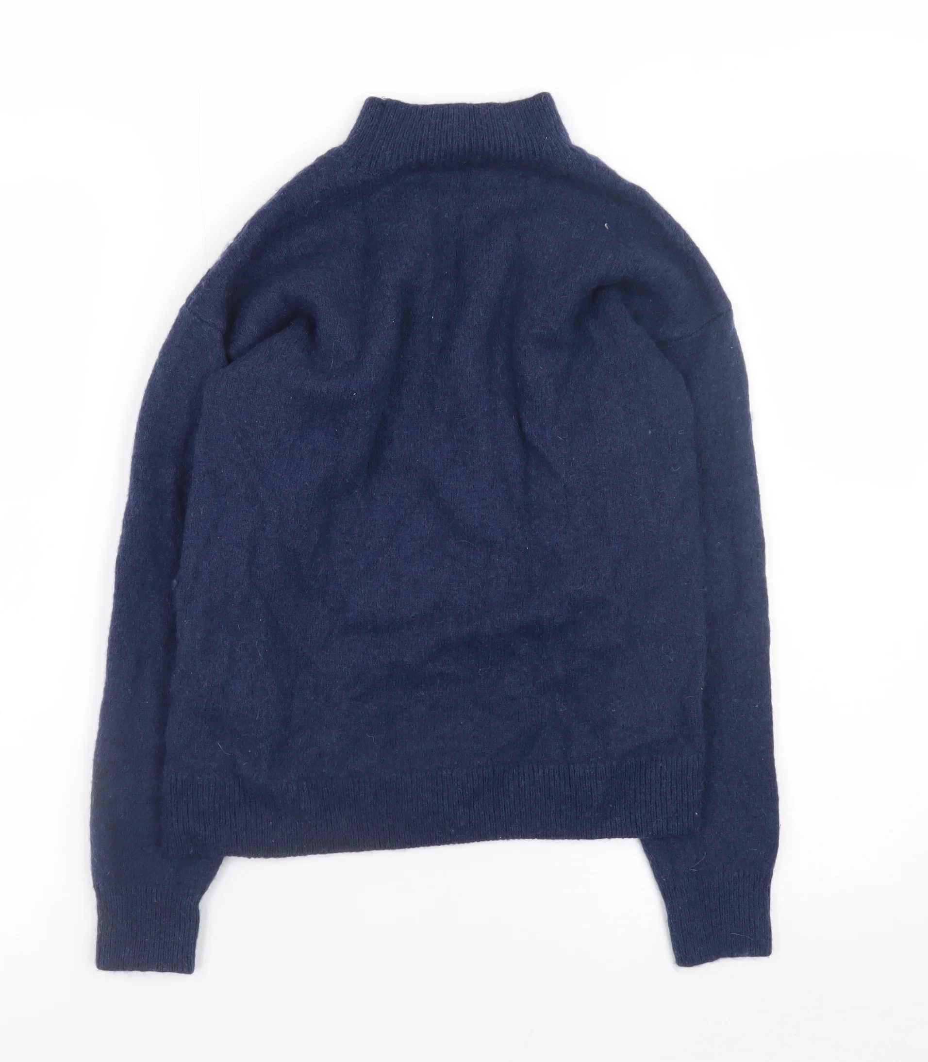 Crew Clothing Women Blue Size 8 Mock Neck Wool Blend Jumper - Image 3