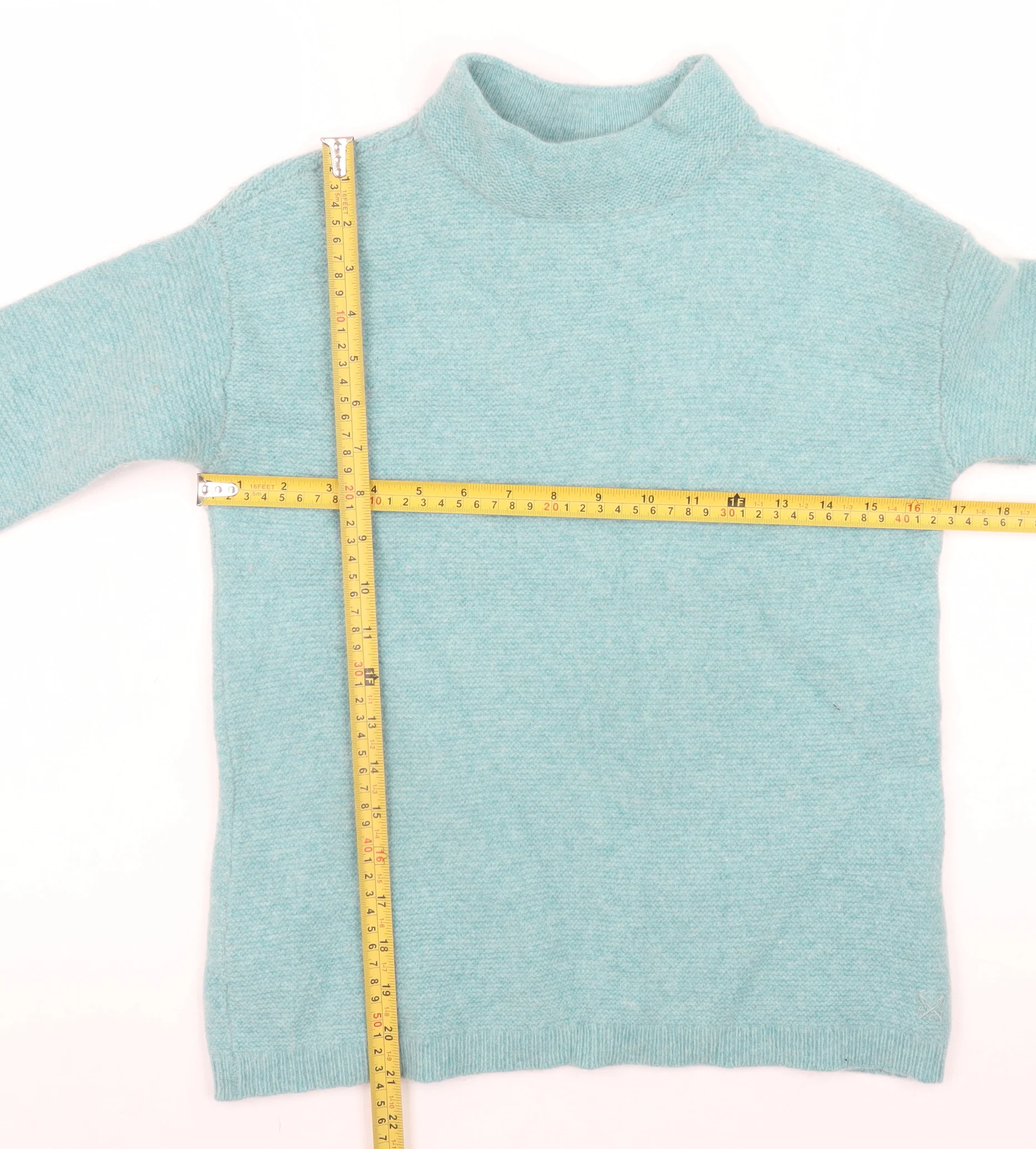 Crew Clothing Women’s Blue Wool Mock Neck Jumper Size 8 - Image 2