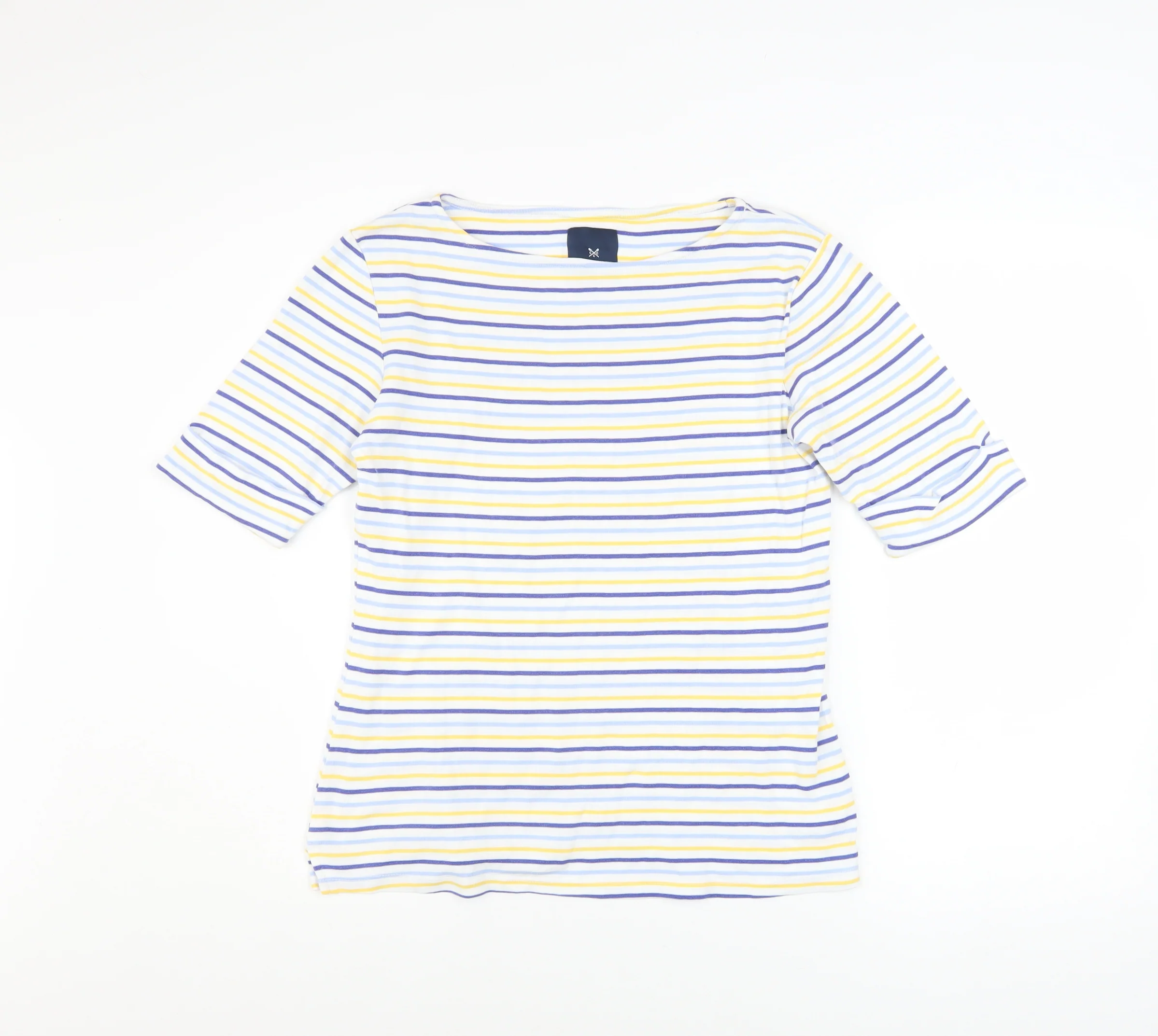 Crew Clothing Women’s Multicoloured Stripe Cotton Boat Neck T-Shirt Size 10