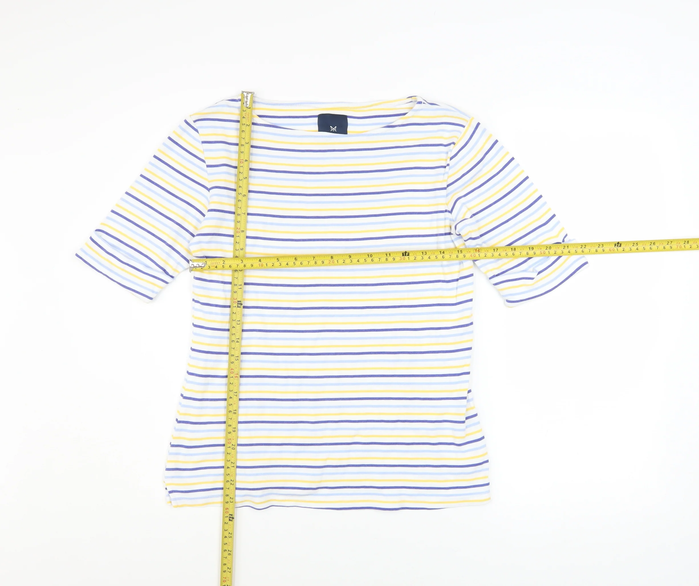 Crew Clothing Women’s Multicoloured Stripe Cotton Boat Neck T-Shirt Size 10 - Image 2