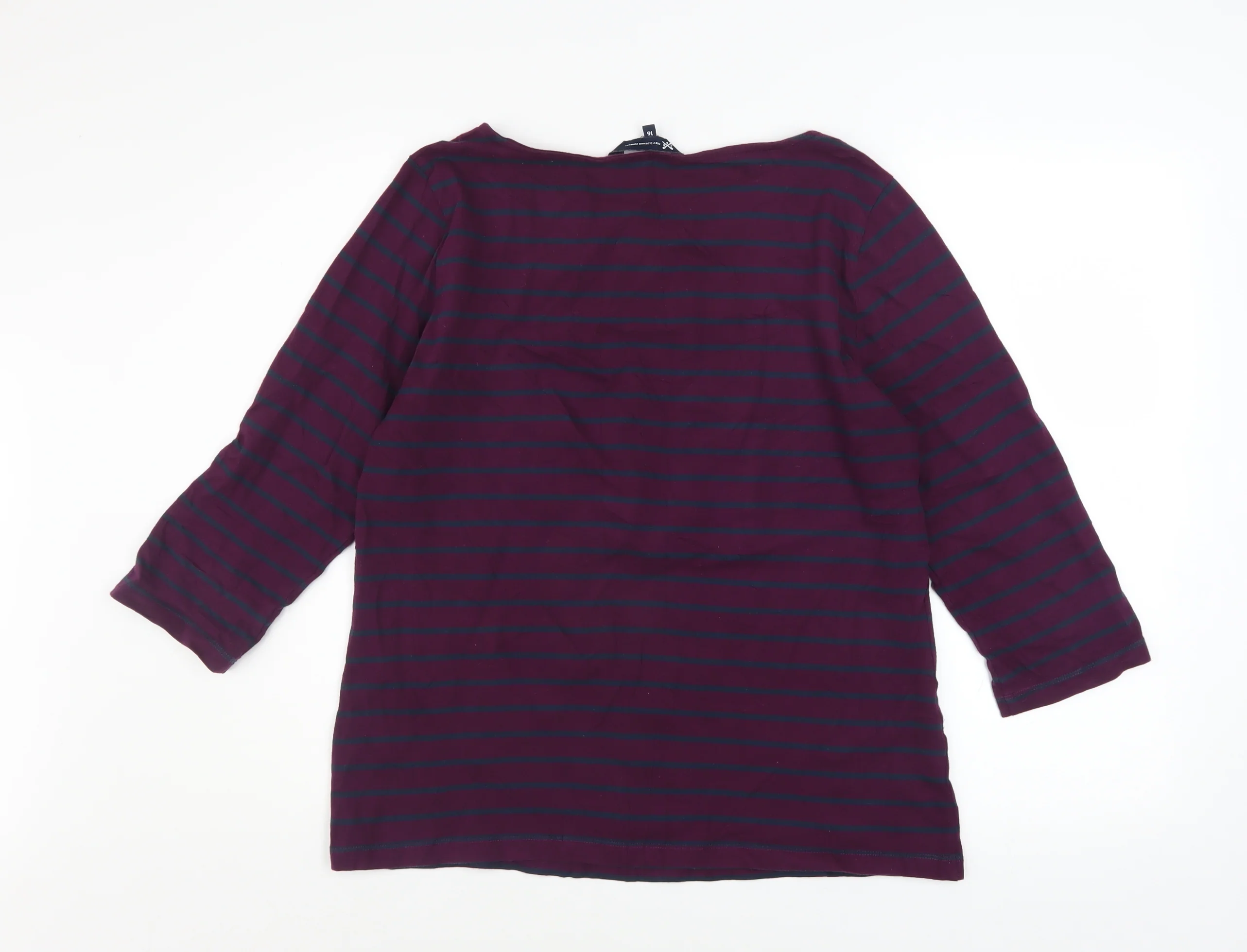 Crew Clothing Women’s Multicoloured Striped 3/4 Sleeve Cotton T-Shirt Size 16 - Image 3