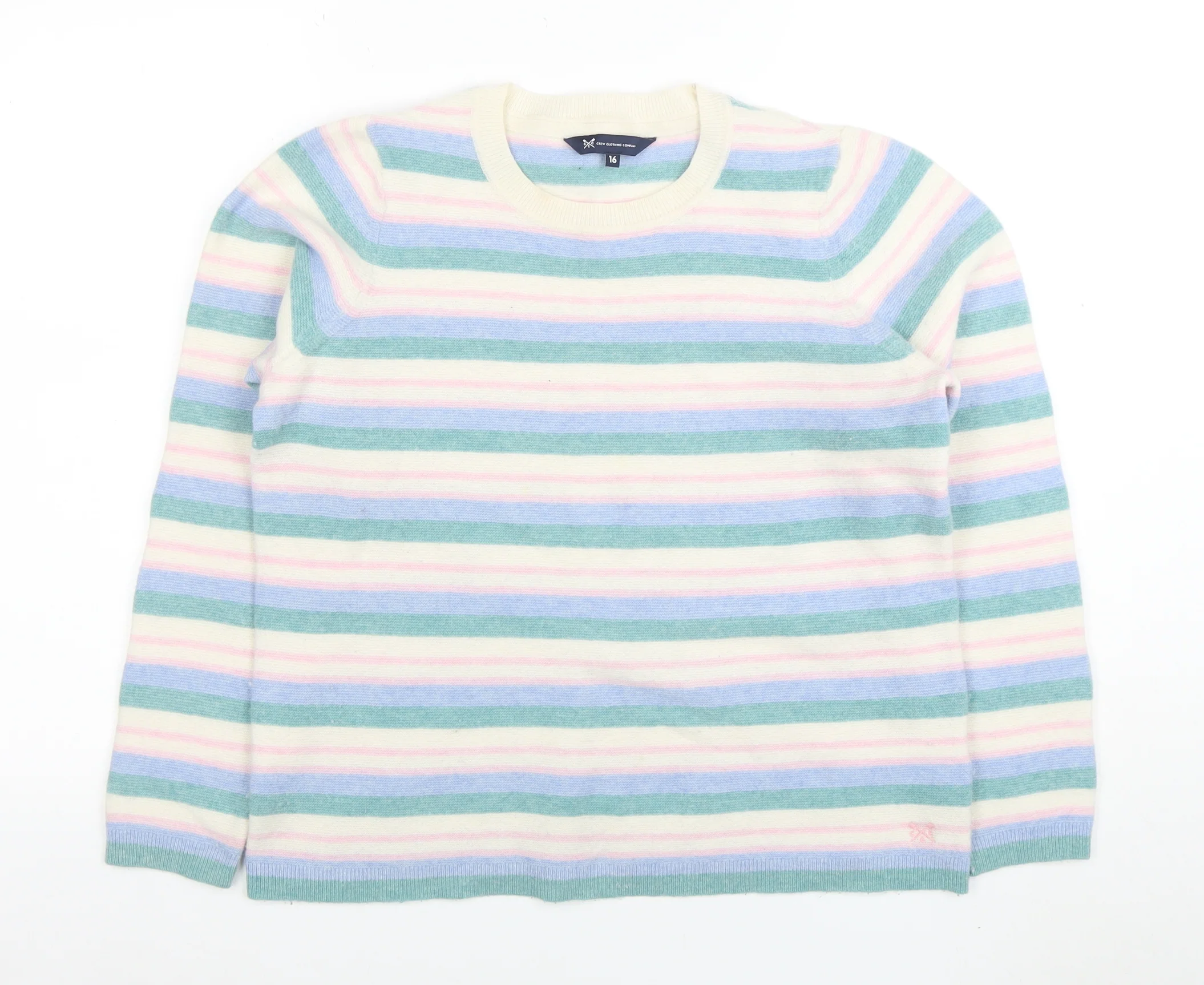 Crew Clothing Women’s Multicoloured Striped Merino Wool Jumper Size 16