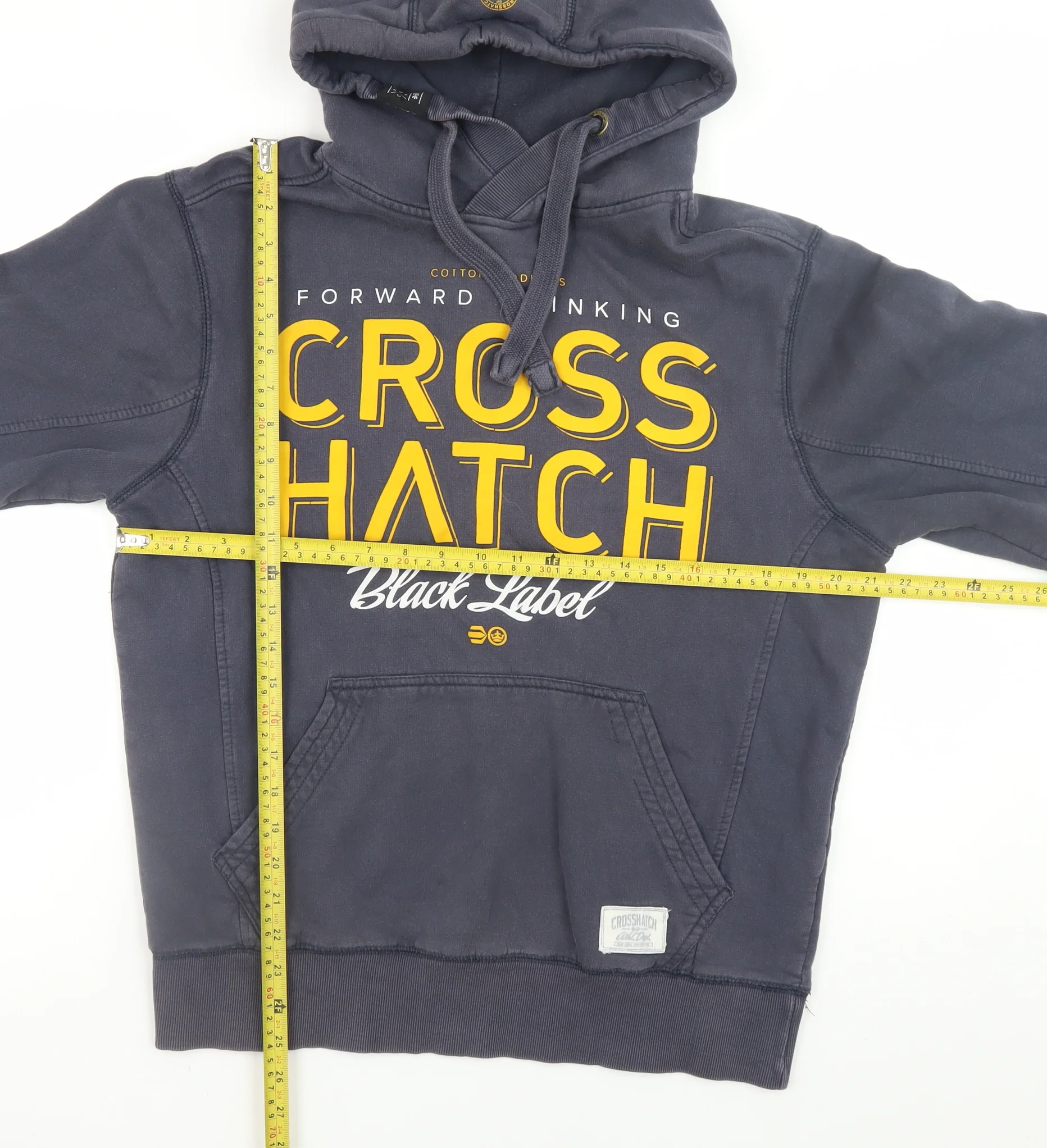 Crosshatch Men’s Blue Pullover Hoodie Medium Graphic Print - Image 2
