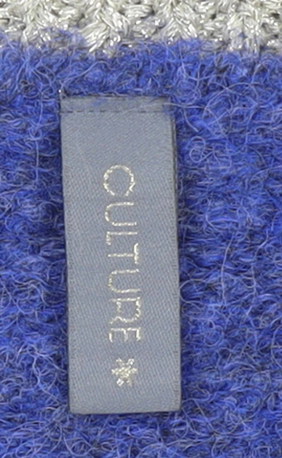 CULTURE Women's Blue V-Neck Chunky Knit Wool Blend Jumper XS - Image 4