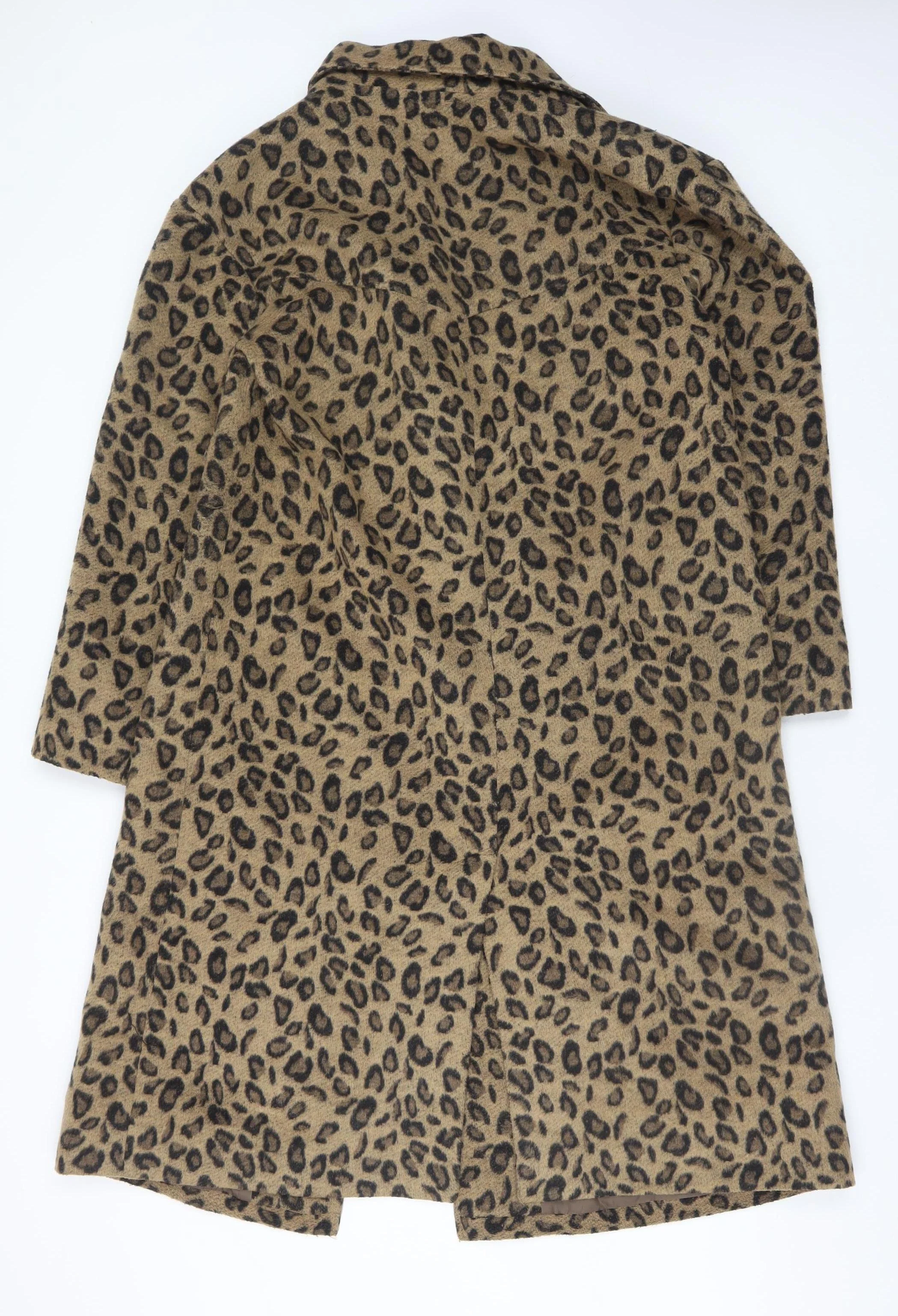 Cupcakes and Cashmere Women's Brown Leopard Long Wool Coat M - Image 3