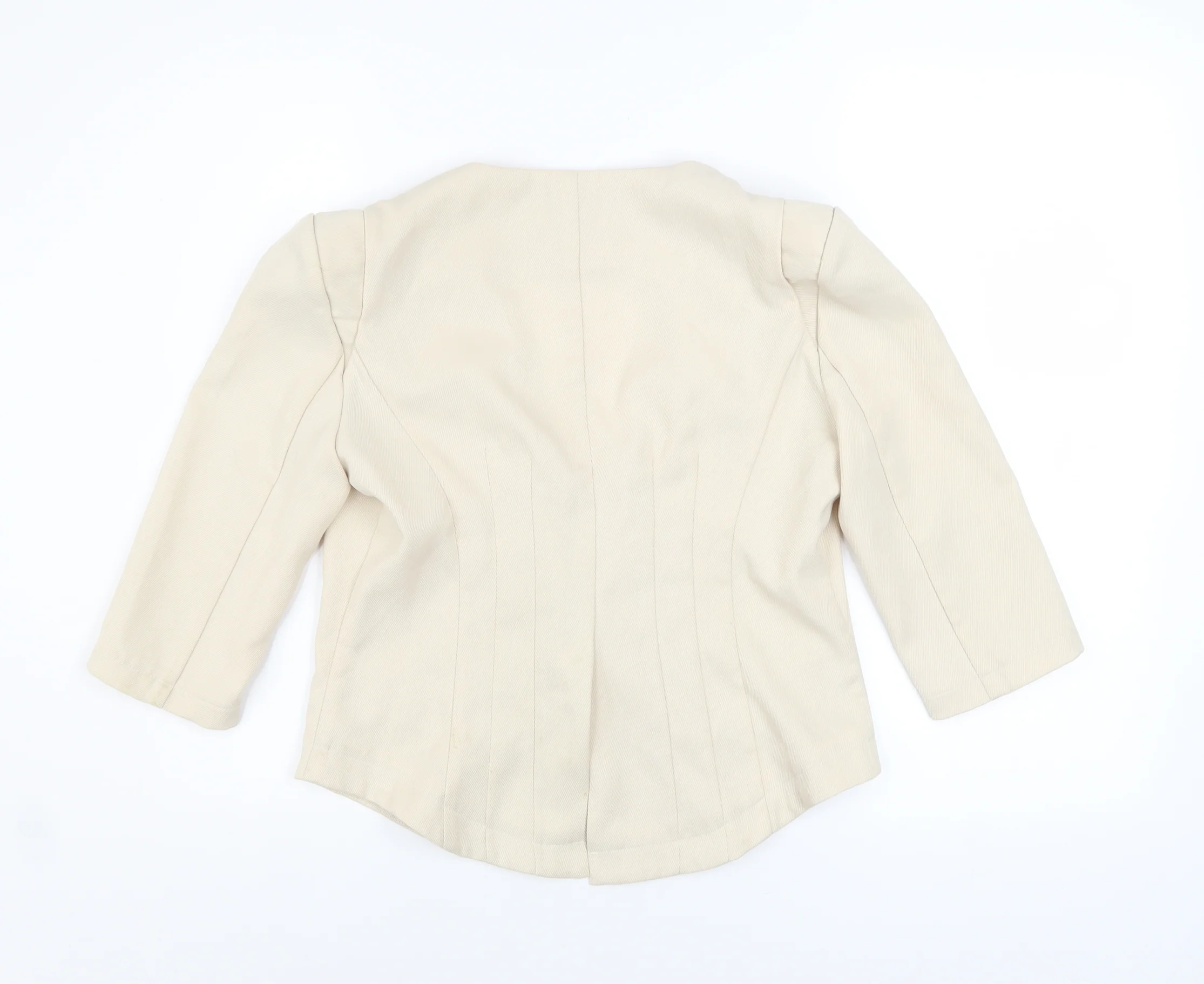 Cutie Women's Beige 3/4 Sleeve Open Blazer Size M - Image 3