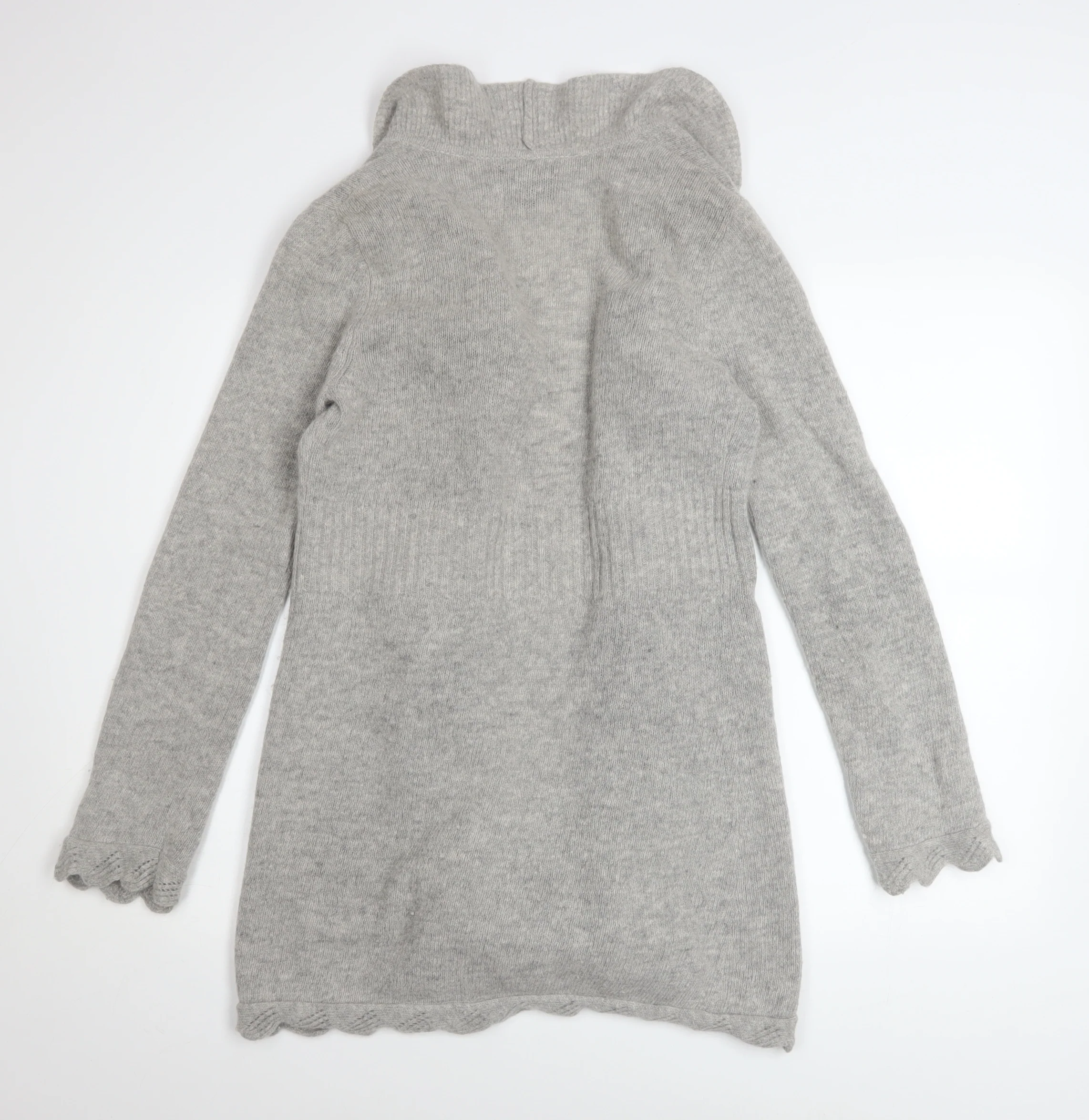 Cynthia Rowley Women Grey Wool Angora Ruffle Cardigan M - Image 3