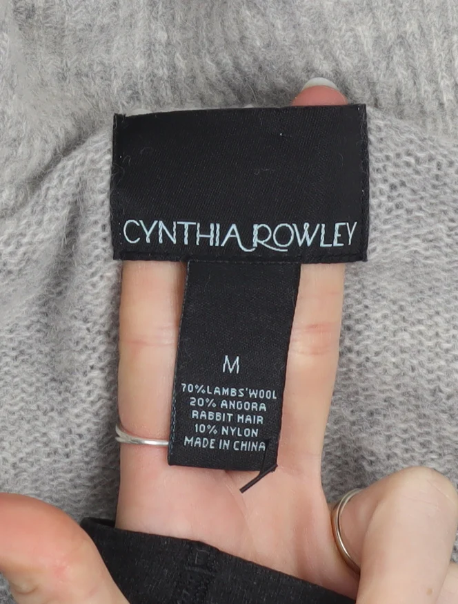 Cynthia Rowley Women Grey Wool Angora Ruffle Cardigan M - Image 4