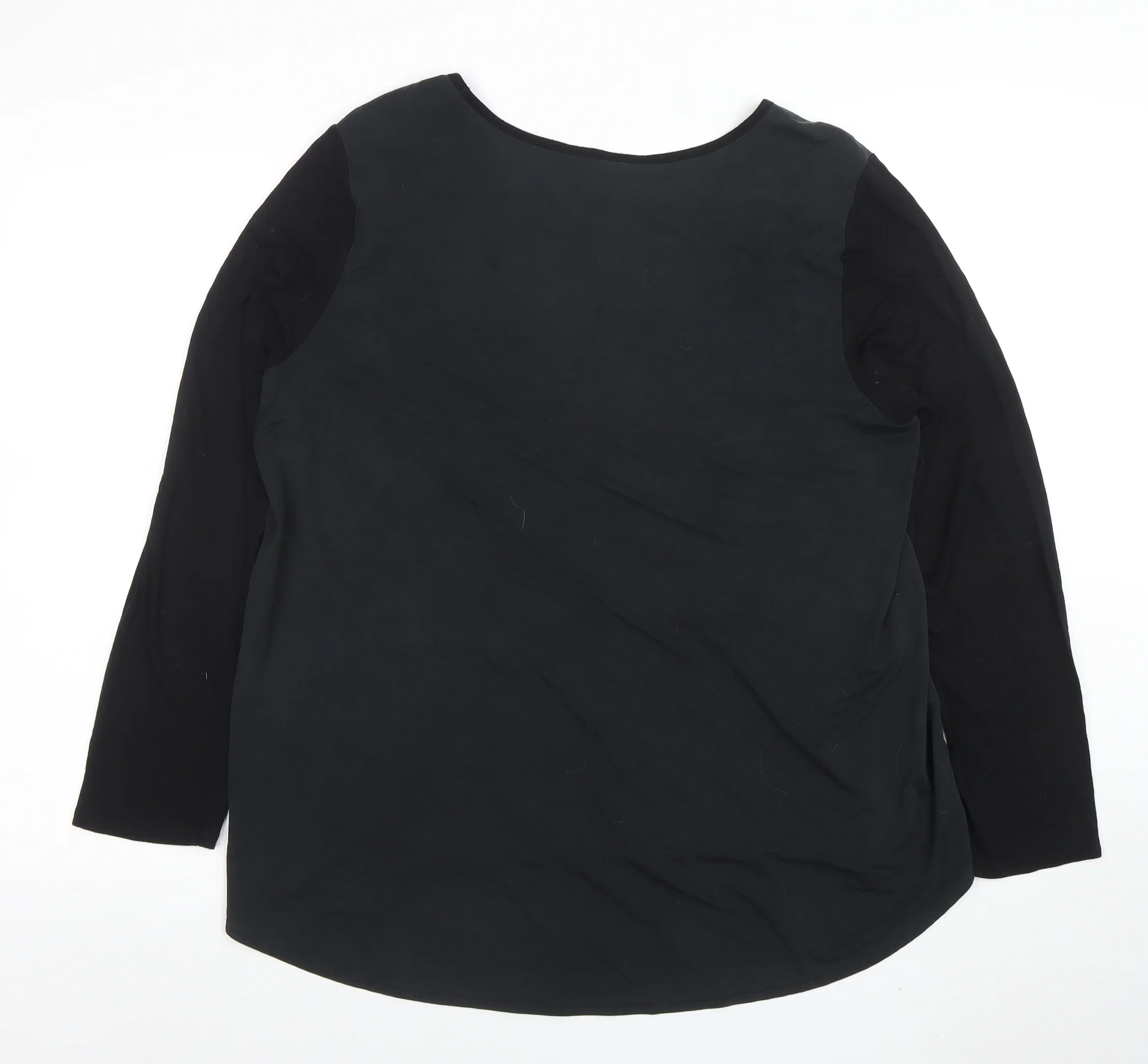Cynthia Rowley Women’s Black XL Long Sleeve Scoop Neck Jersey Blouse - Image 3