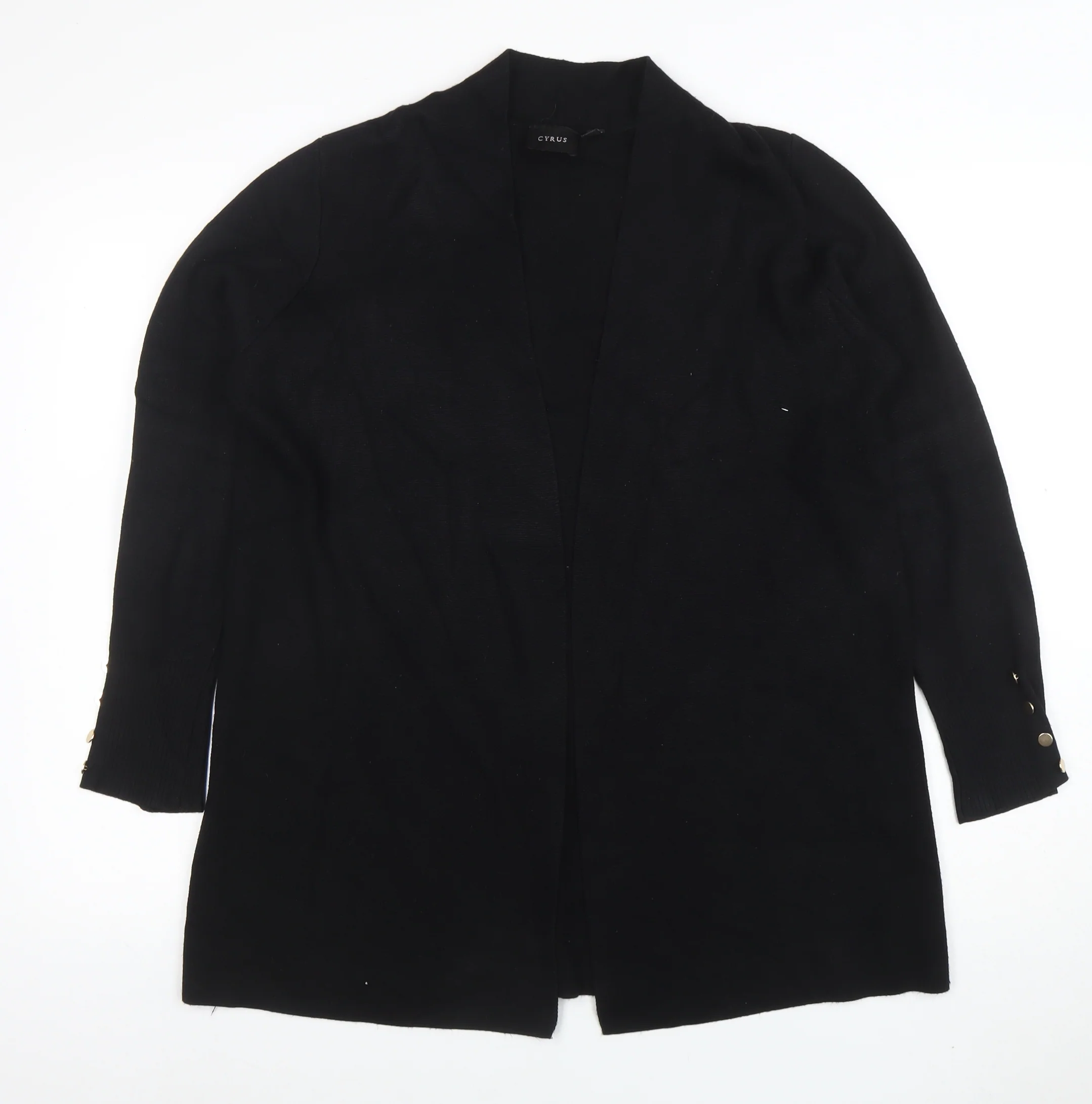 Cyrus Womens Black L Lightweight Open Knit Long Sleeve Cardigan