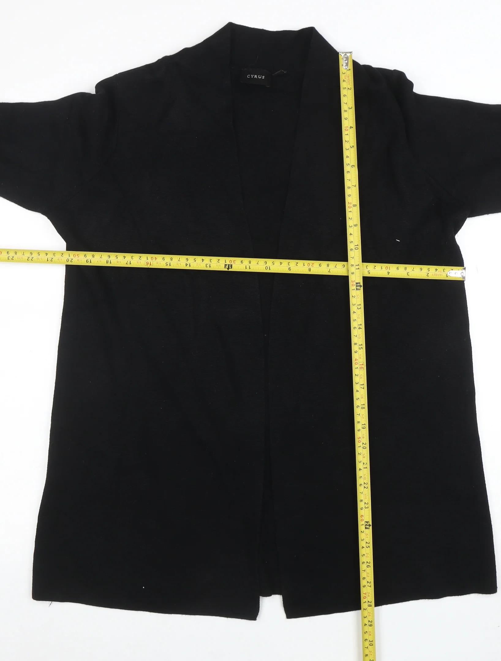 Cyrus Womens Black L Lightweight Open Knit Long Sleeve Cardigan - Image 2