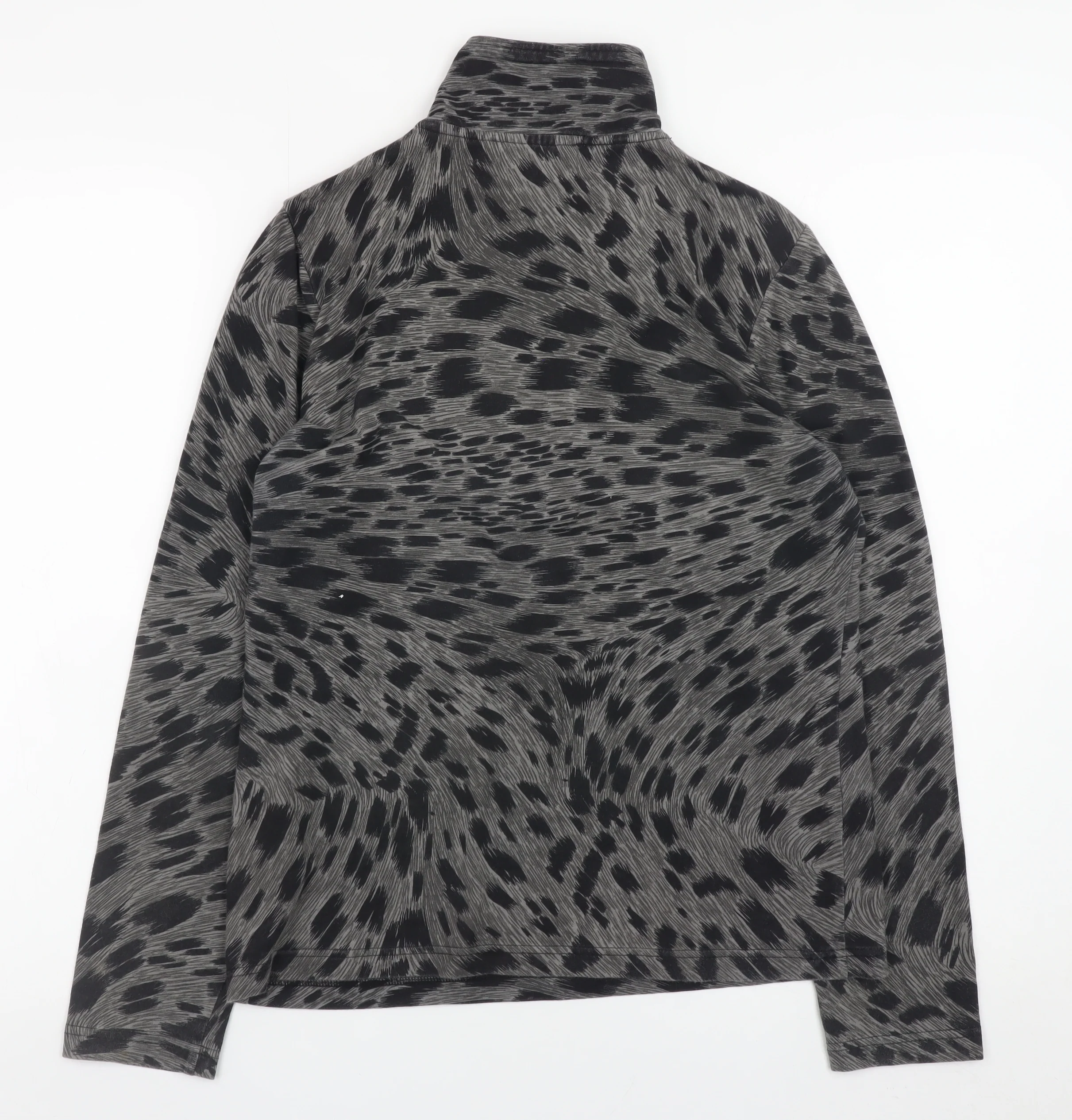 Daily Women Grey Animal Print 1/2 Zip Pullover Sweatshirt Size S - Image 3