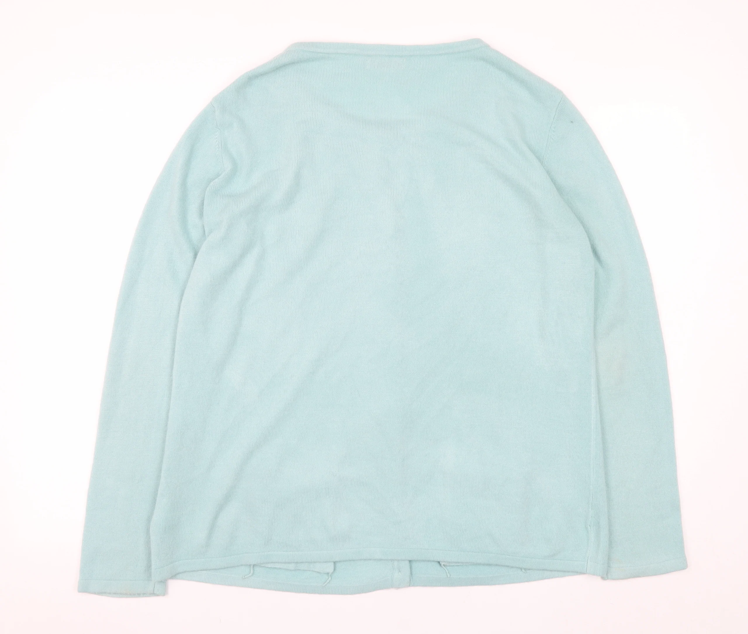 Damart Women Blue Beaded Cardigan UK 14/16 Long Sleeve Knit - Image 3