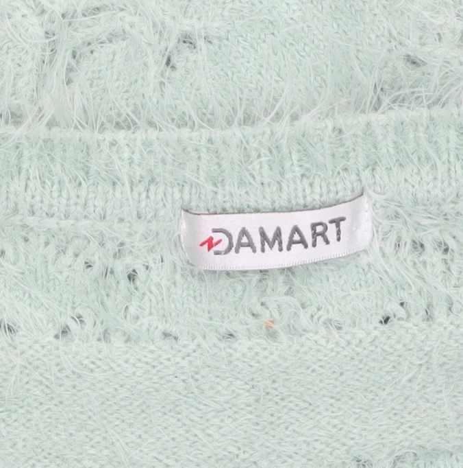 Damart Women Green V-Neck Knit Jumper Size 14 Long Sleeve Pullover - Image 6