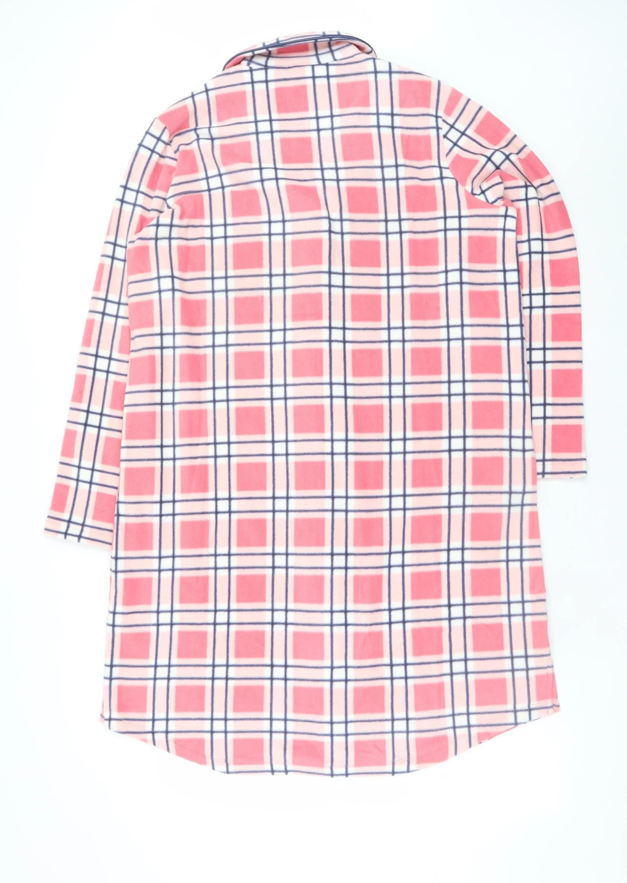 Damart Women Pink Check Fleece Long Sleeve Nightshirt M Winter - Image 3