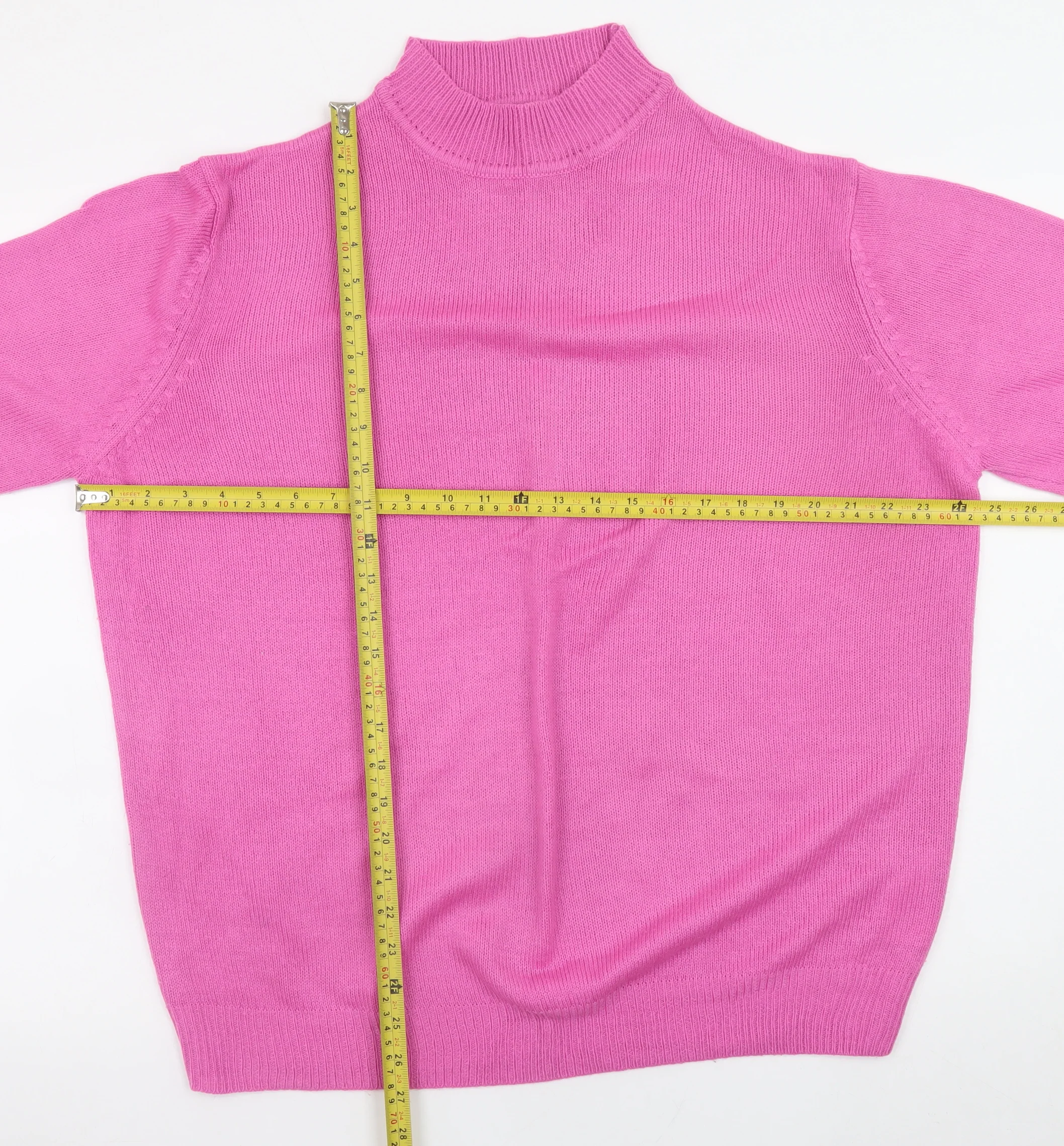 Damart Women Pink Mock Neck Acrylic Jumper Size L - Image 2
