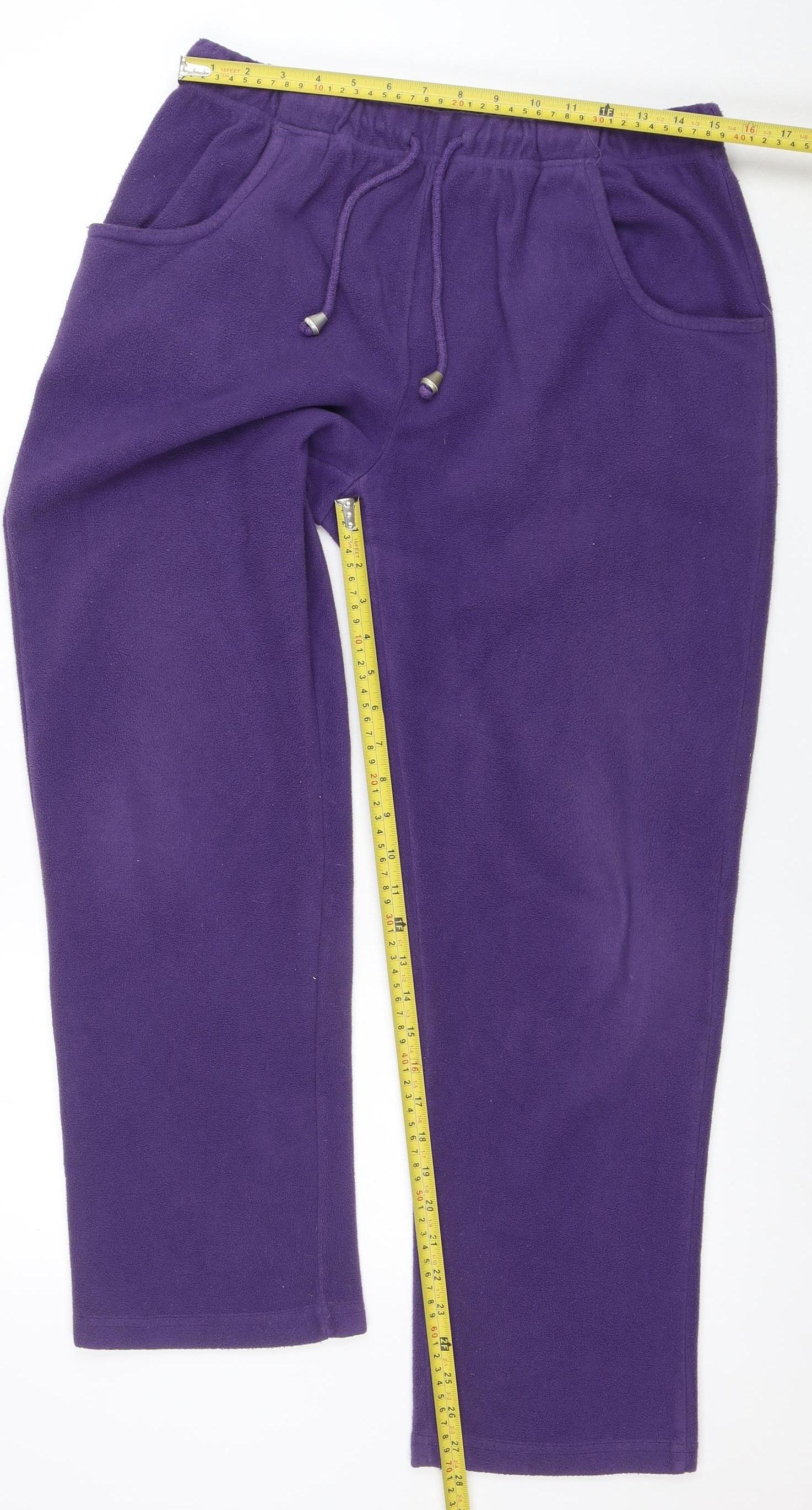 Damart Women Purple Fleece Sweatpants Size 12 Elastic Waist Activewear - Image 2