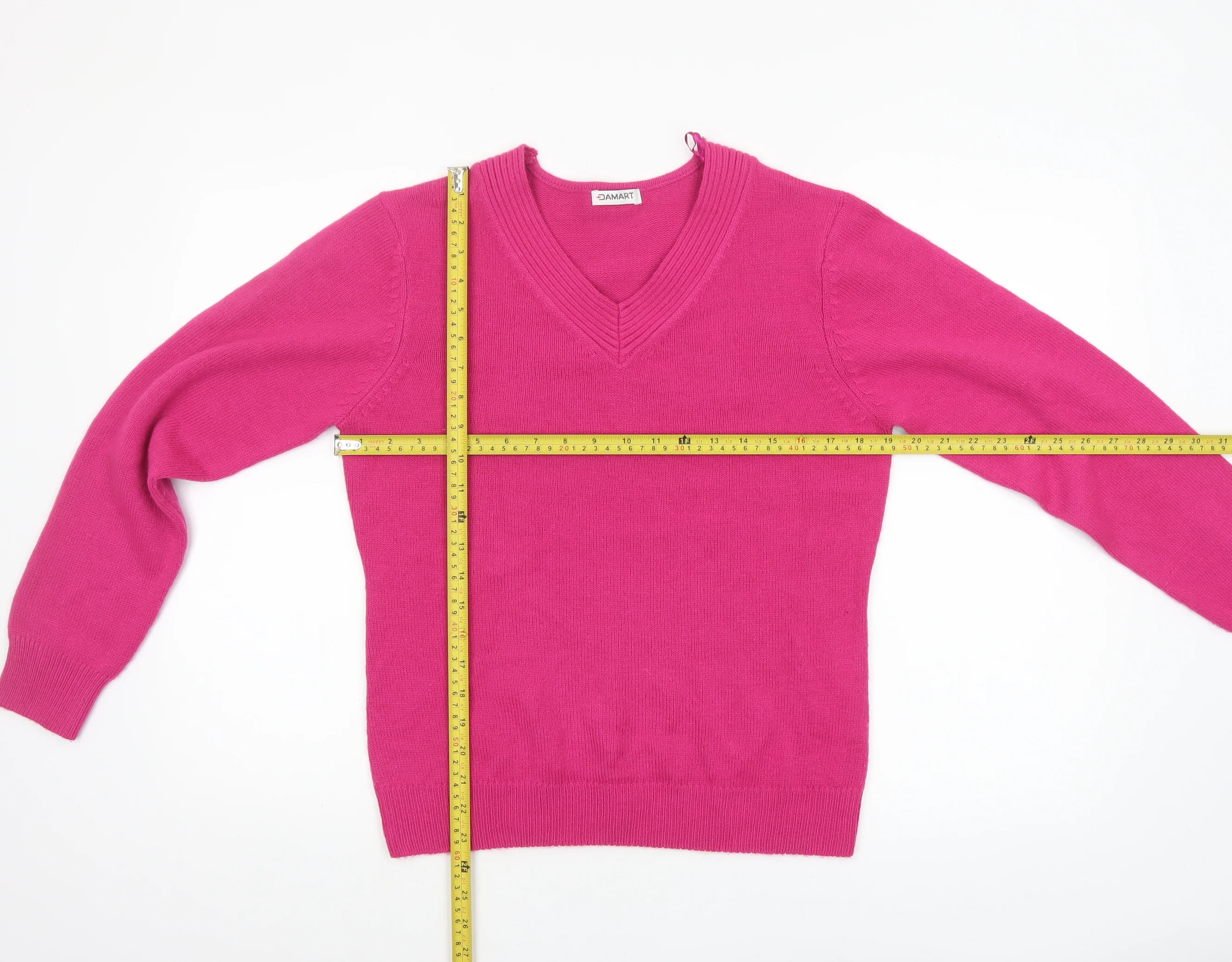 Damart Women’s Pink V-Neck Acrylic Jumper Size 10/12 - Image 2