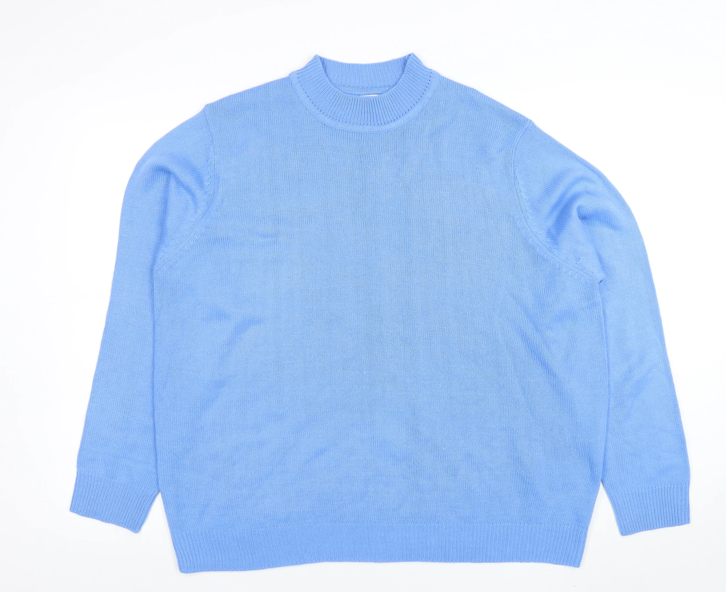 Damart Women's Blue Mock Neck Acrylic Jumper Size 2XL