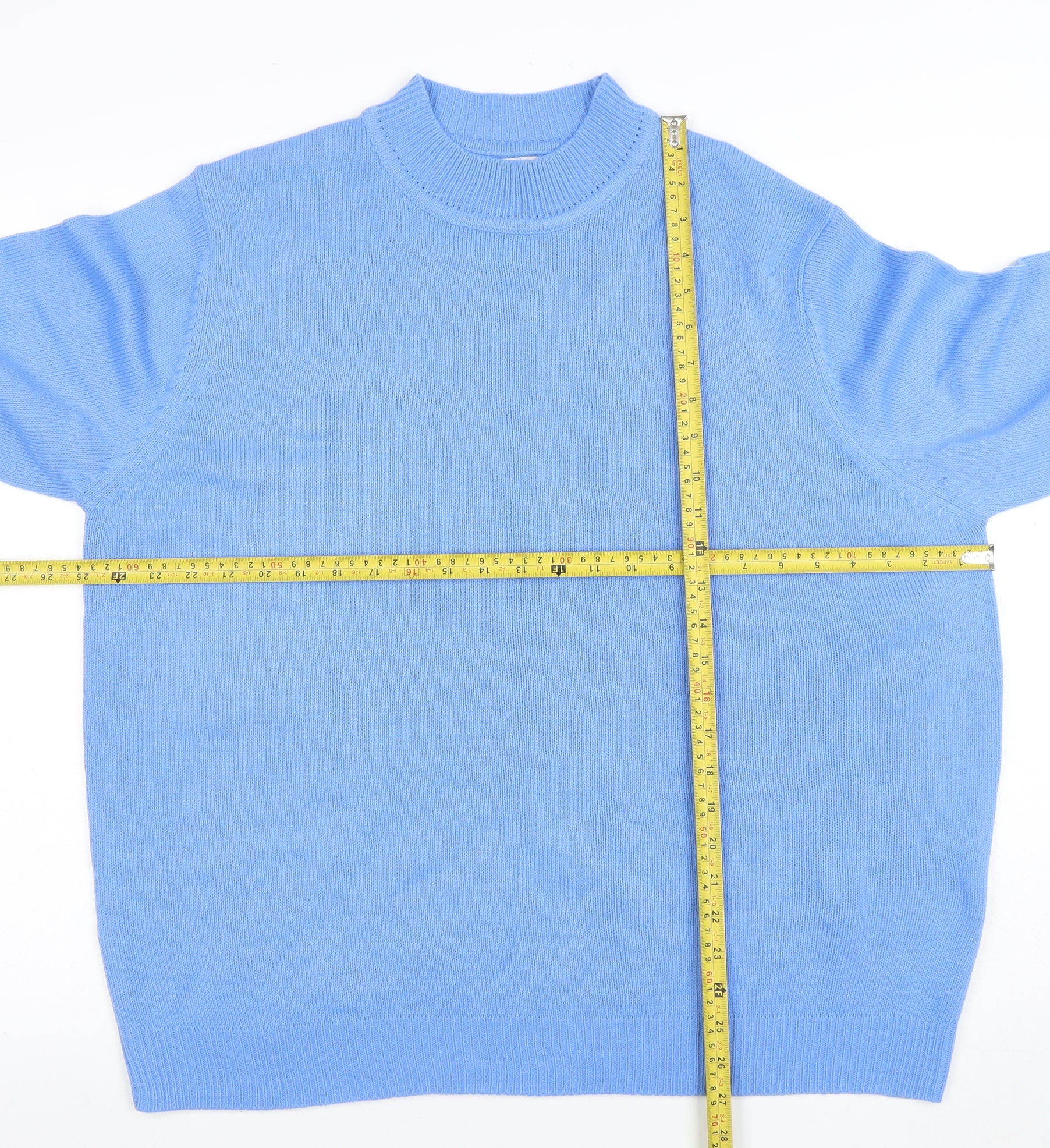 Damart Women's Blue Mock Neck Acrylic Jumper Size 2XL - Image 2