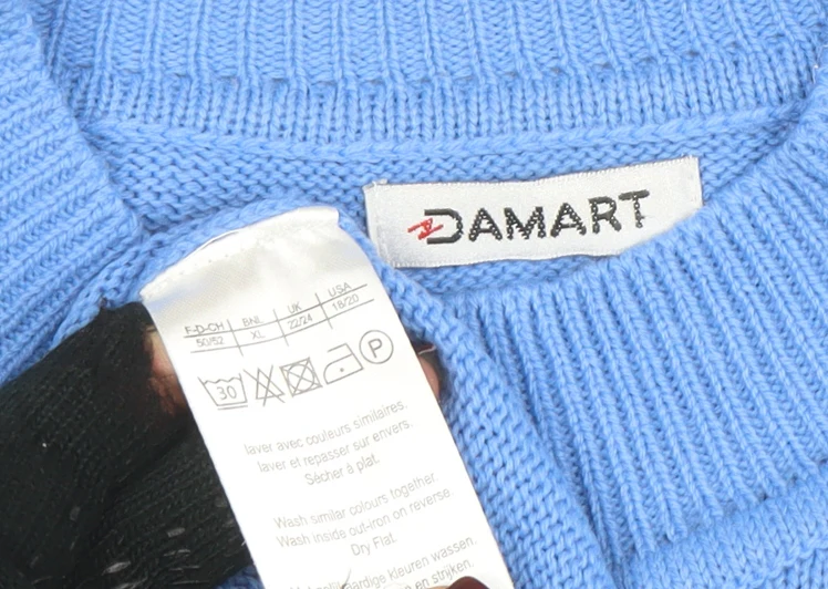 Damart Women's Blue Mock Neck Acrylic Jumper Size 2XL - Image 4