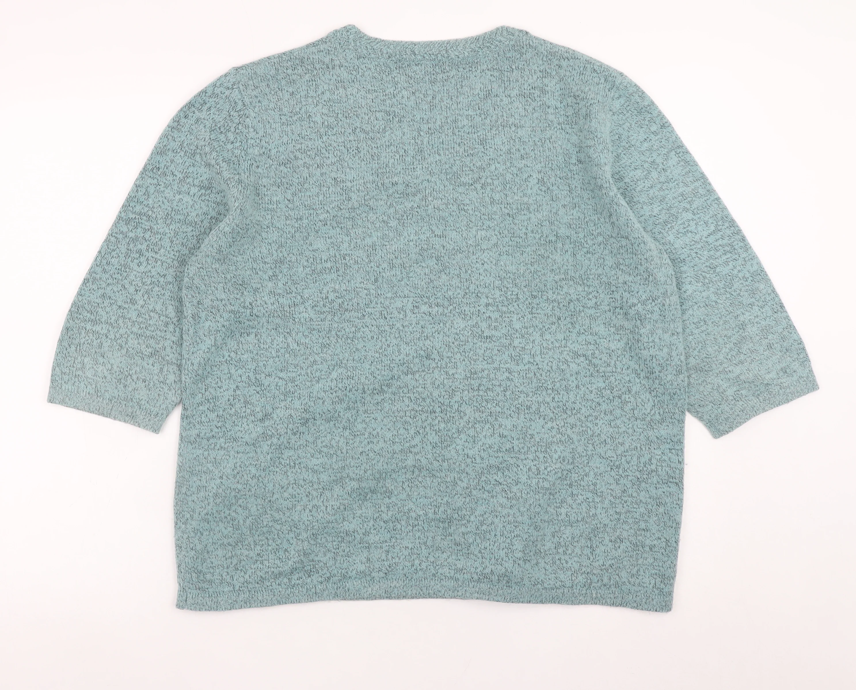 Damart Womens Green Embroidered V-Neck 3/4 Sleeve Jumper L 18/20 - Image 4
