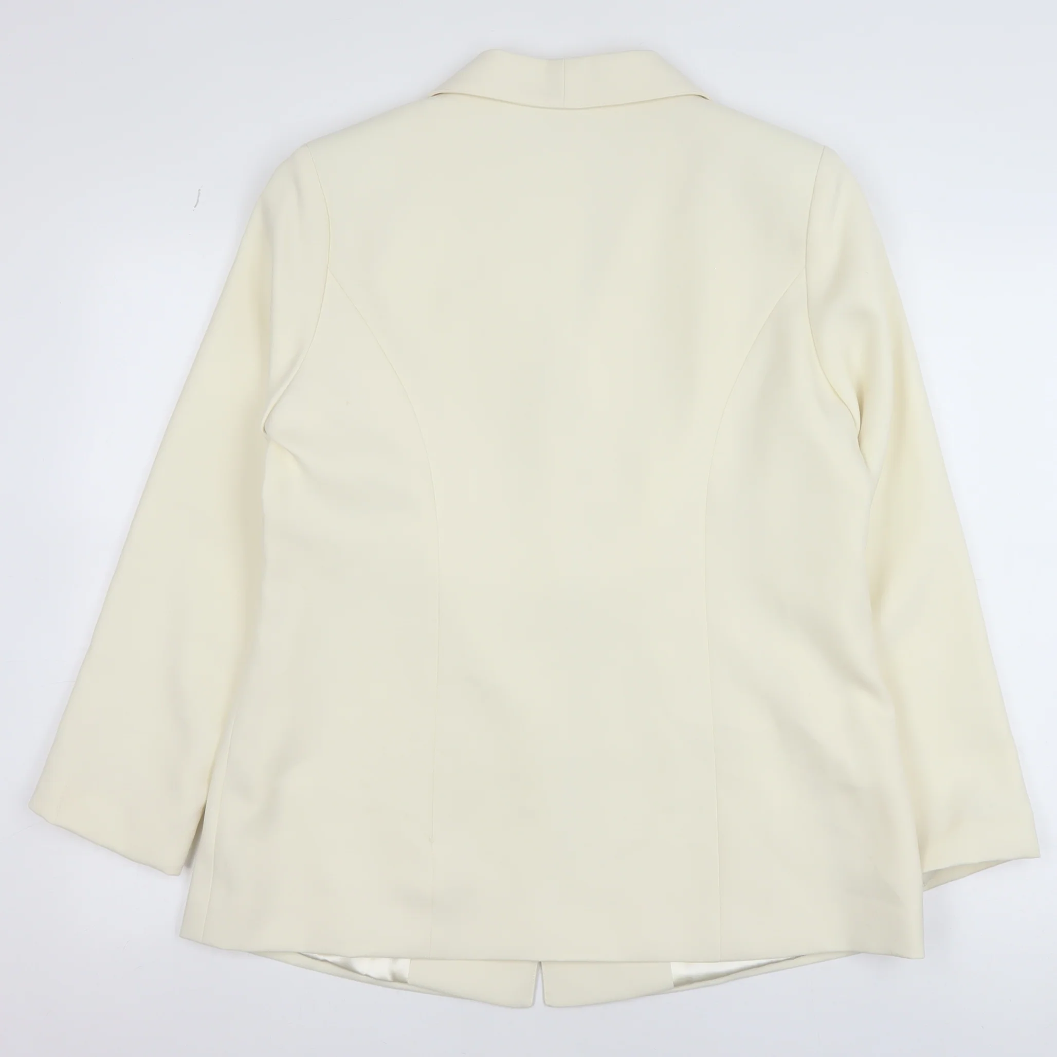 Damart Womens Ivory Single-Breasted Blazer Size 14 Polyester Jacket - Image 3