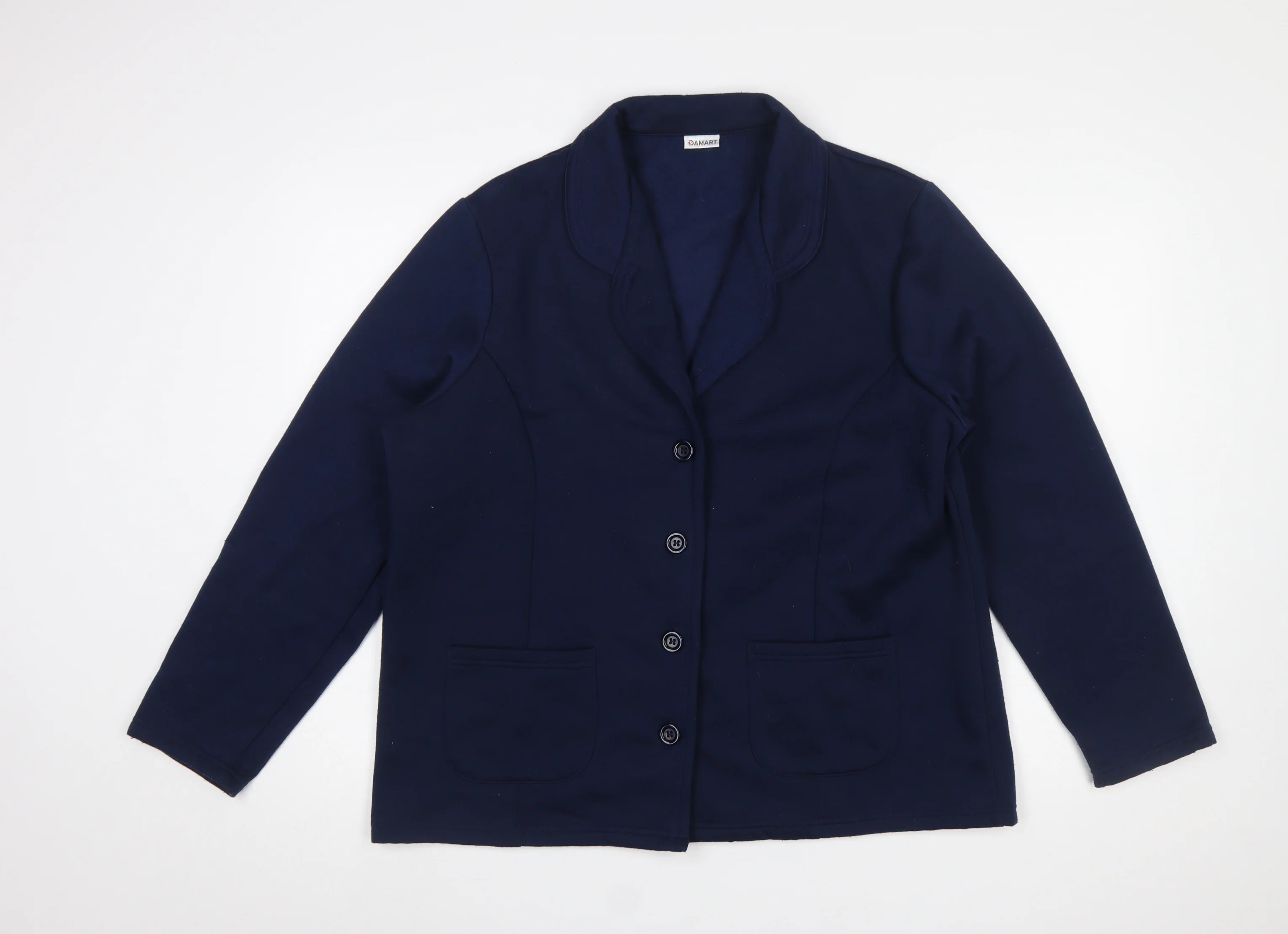 Damart Women's Navy Blue L Classic Single-Breasted Blazer Jacket