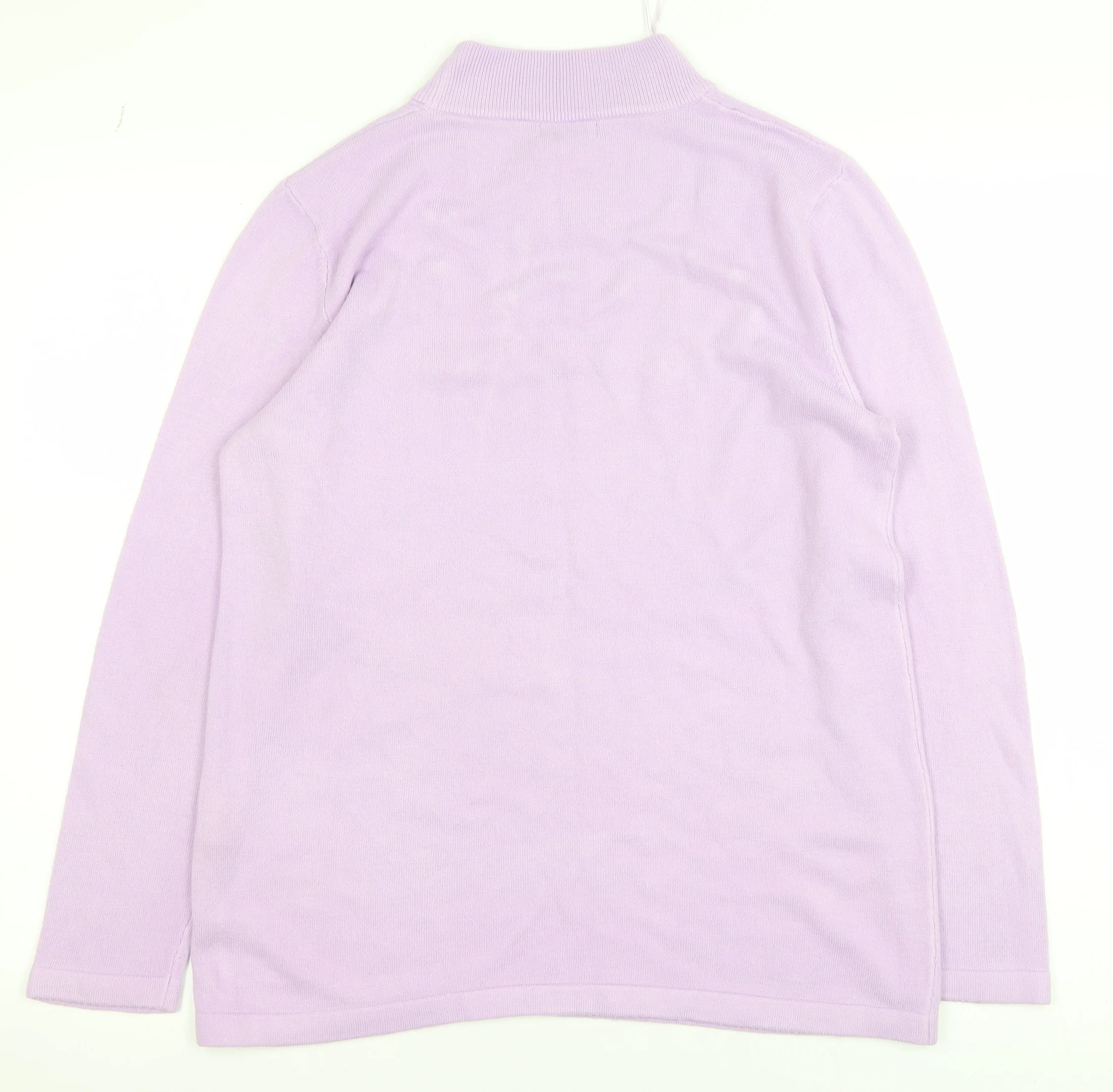 Damart Women's Purple Beaded Mock Neck Knit Jumper Size M - Image 3