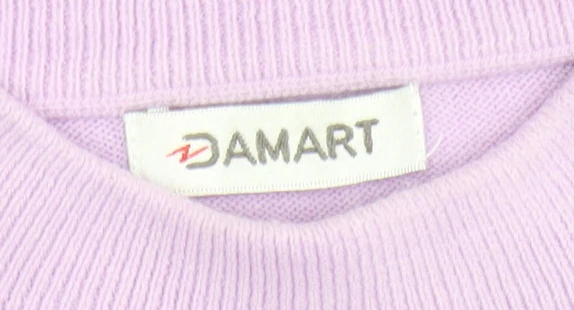 Damart Women's Purple Beaded Mock Neck Knit Jumper Size M - Image 4