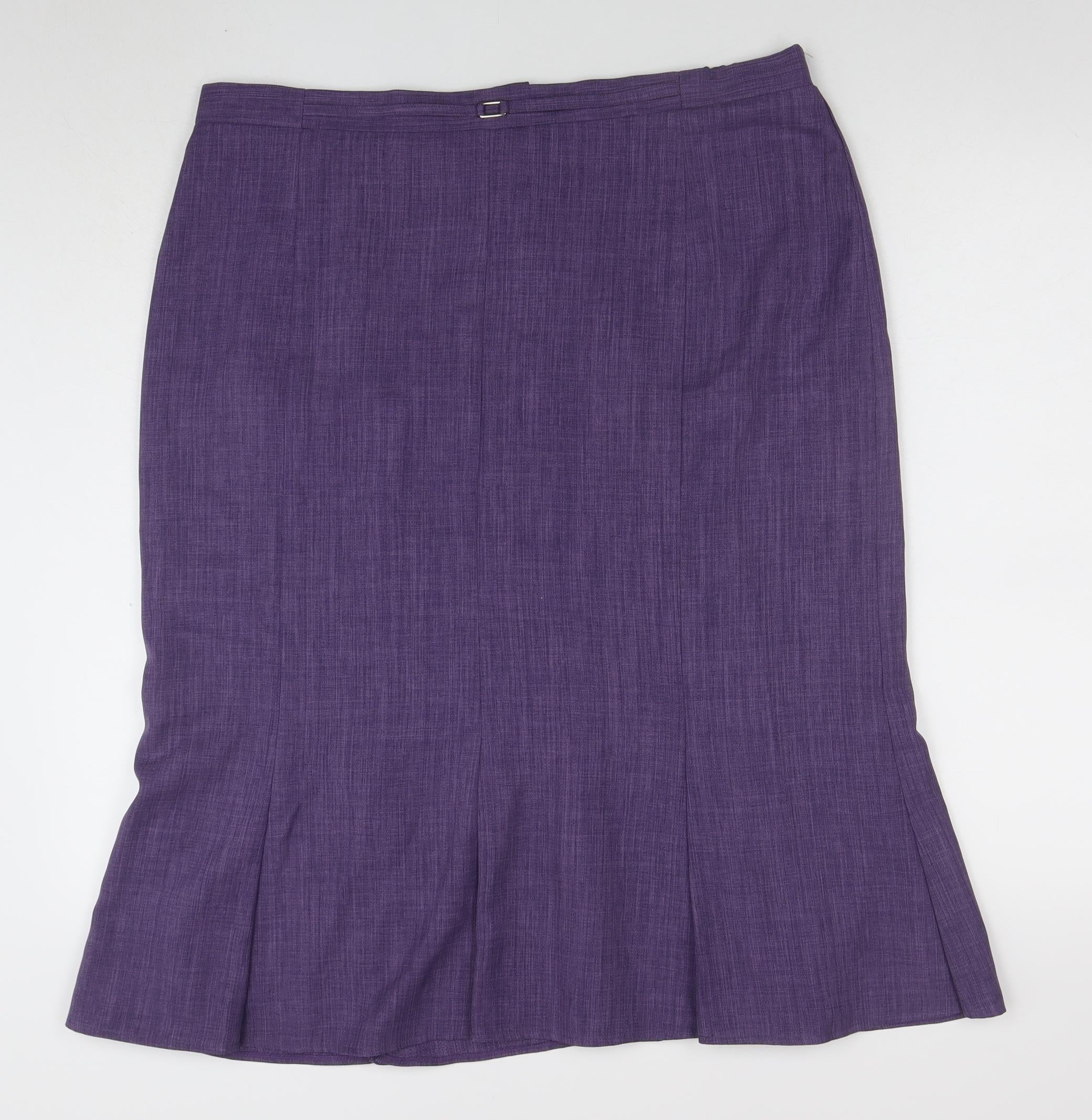 Damart Womens Purple Midi Straight Skirt Size 20 Lined Twill Business