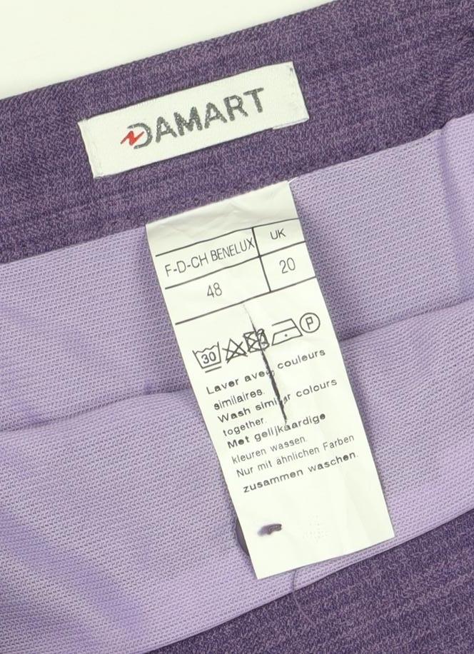 Damart Womens Purple Midi Straight Skirt Size 20 Lined Twill Business - Image 4