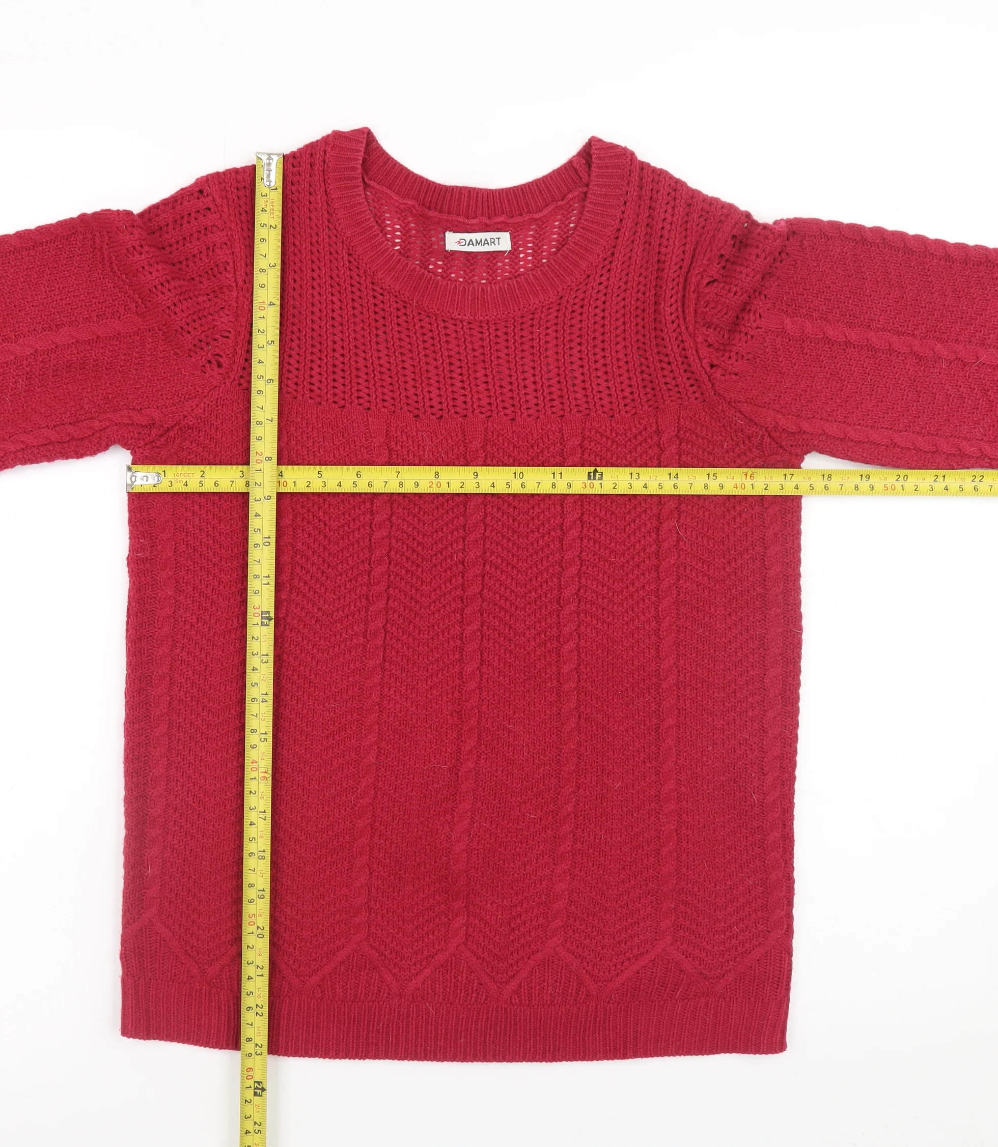 Damart Women's Red Cable-Knit Pullover Jumper Size L Classic Fit - Image 2
