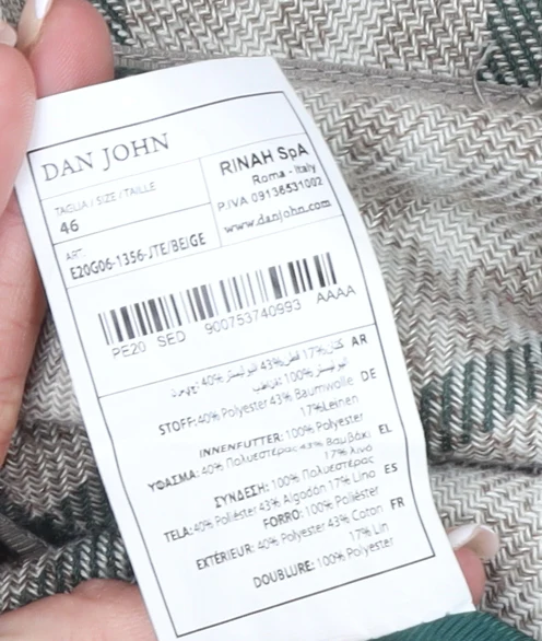Dan John Men's Beige Check Slim Fit Blazer 46 Regular Jacket - Image 5