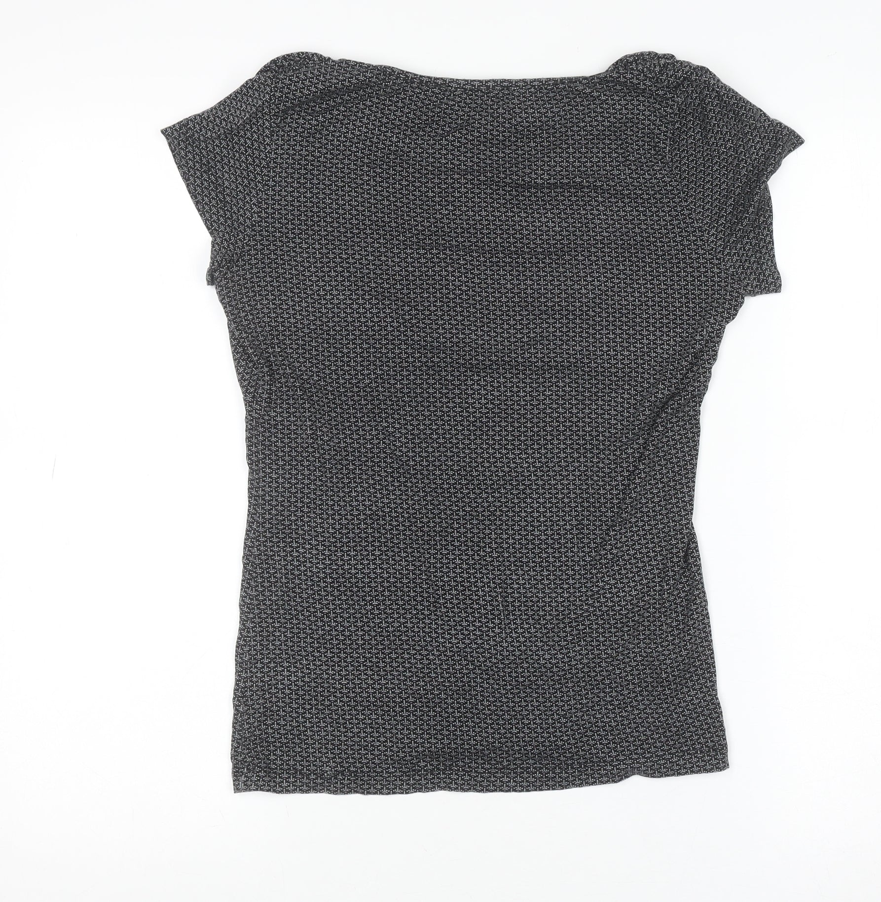 Daphia Levinson Women's Black Cowl Neck Short Sleeve Jersey Blouse Size 10 - Image 3