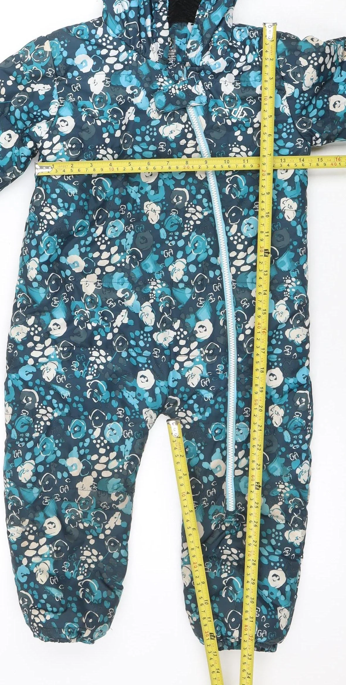 Dare 2B Girls Blue Floral Hooded Winter Snowsuit Size 3 Years - Image 2