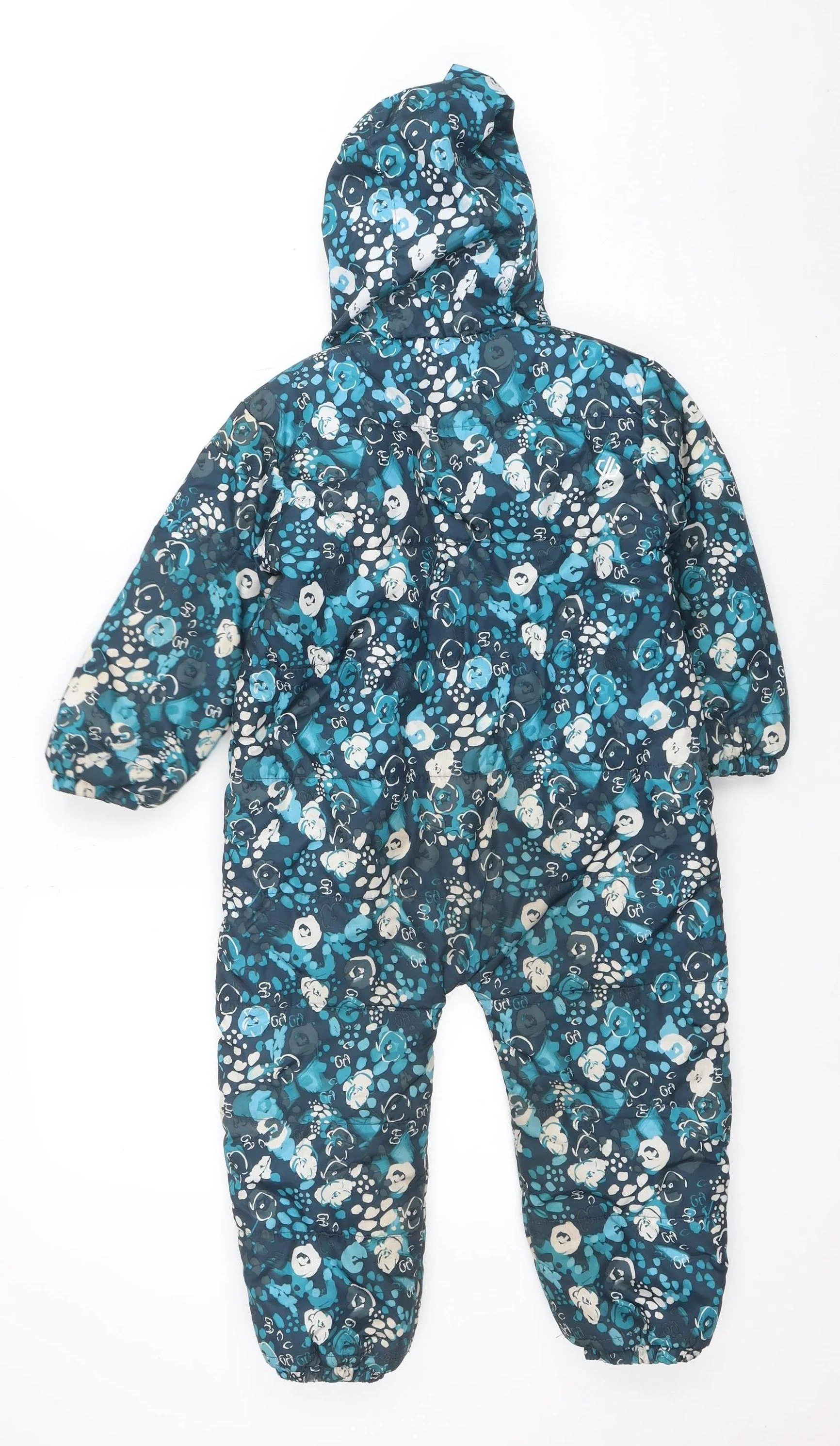 Dare 2B Girls Blue Floral Hooded Winter Snowsuit Size 3 Years - Image 3